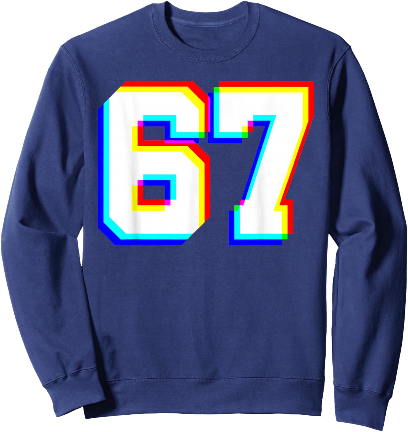 67 Glitch Optical Illusion Six Seven Varsity 6 7 Meme Sweatshirt - Sweatshirt | Navy