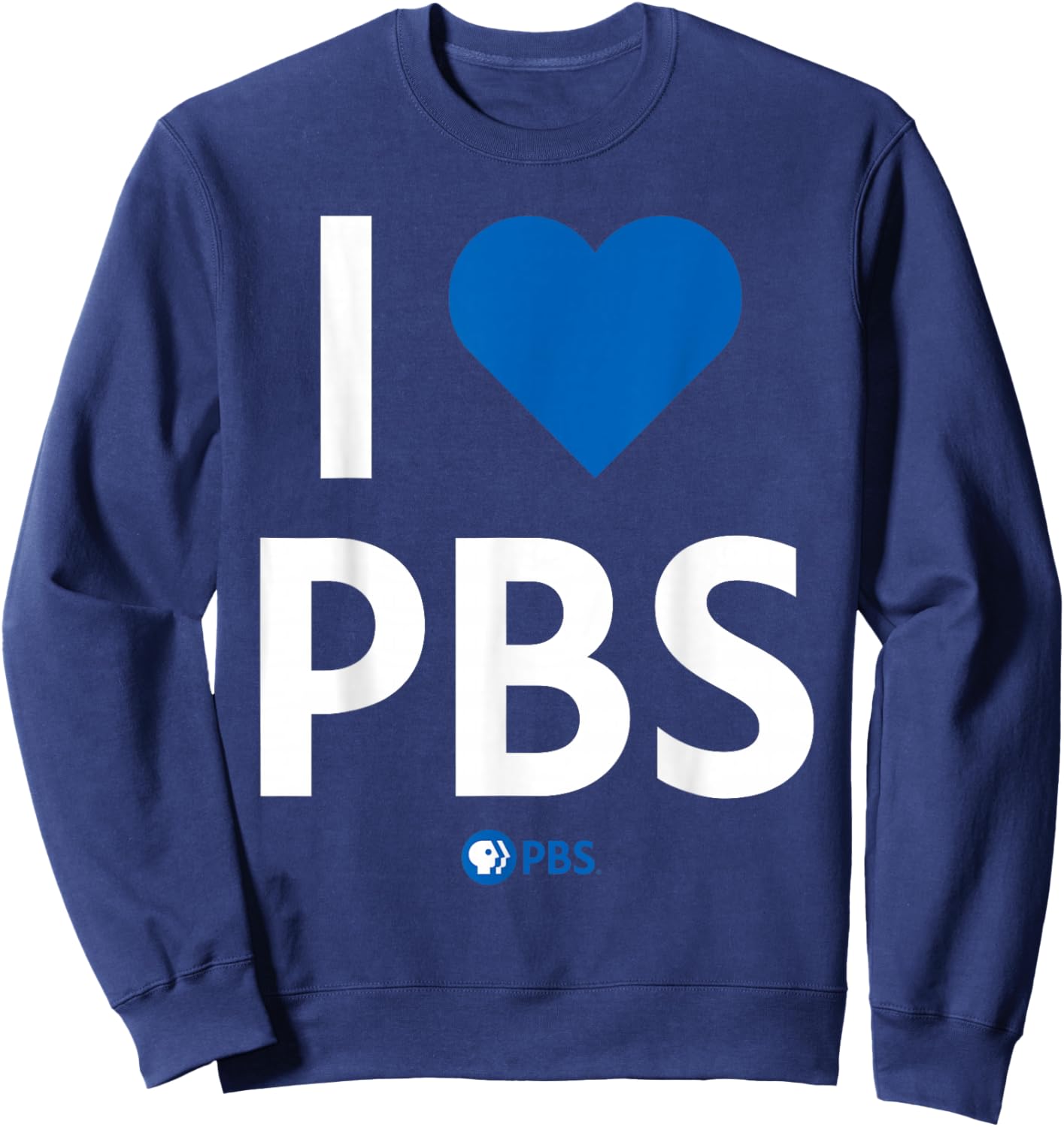 PBS I Heart PBS Support Public Broadcasting Modern Type Sweatshirt - Sweatshirt | Navy