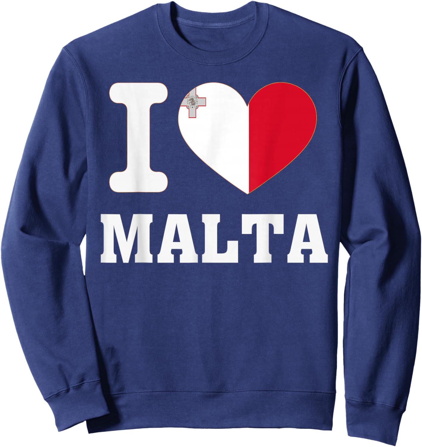 I Love Malta Heart Souvenir Lovers Pride Travel Sweatshirt - Sweatshirt | Navy