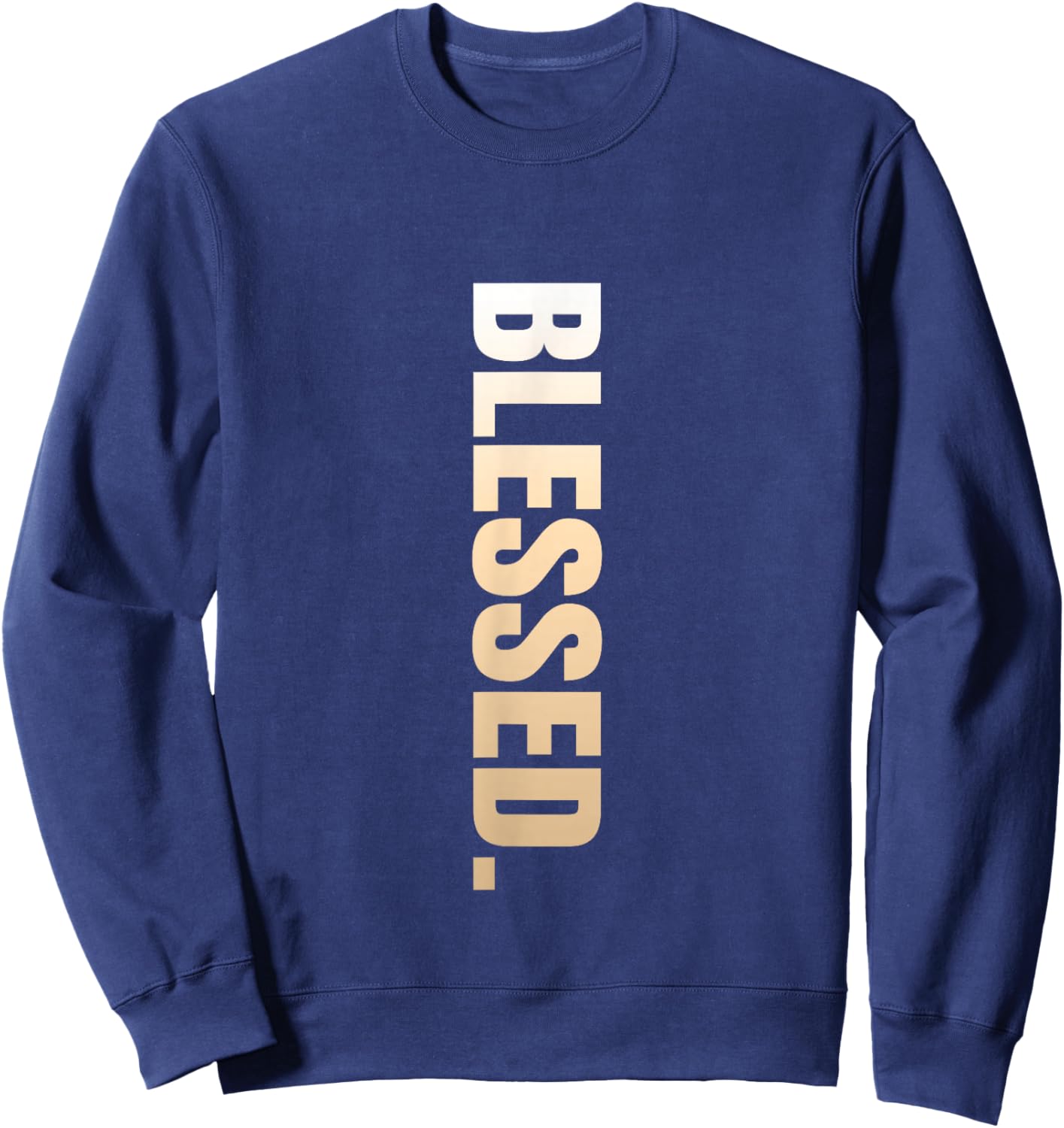Tan Blessed Vertical Tan Color Graphic Sweatshirt - Sweatshirt | Navy