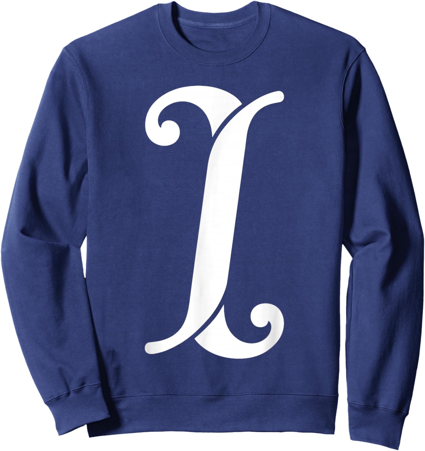 Fancy Italic Initial White Simple Letter I Alphabet Monogram Sweatshirt - Sweatshirt | Navy