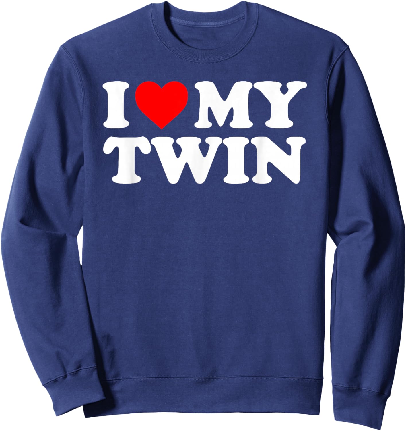 I Love My Twin - Red Heart Sweatshirt - Sweatshirt | Navy