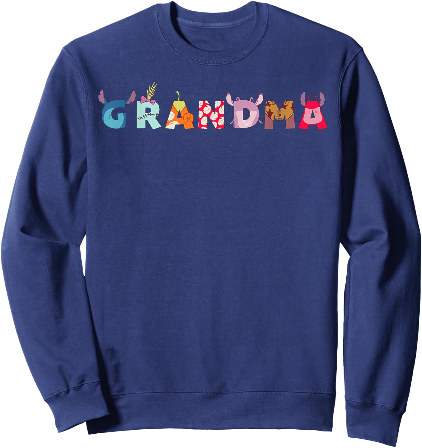 Disney Lilo & Stitch Letters Grandma Birthday Family Trip Sweatshirt - Sweatshirt | Navy