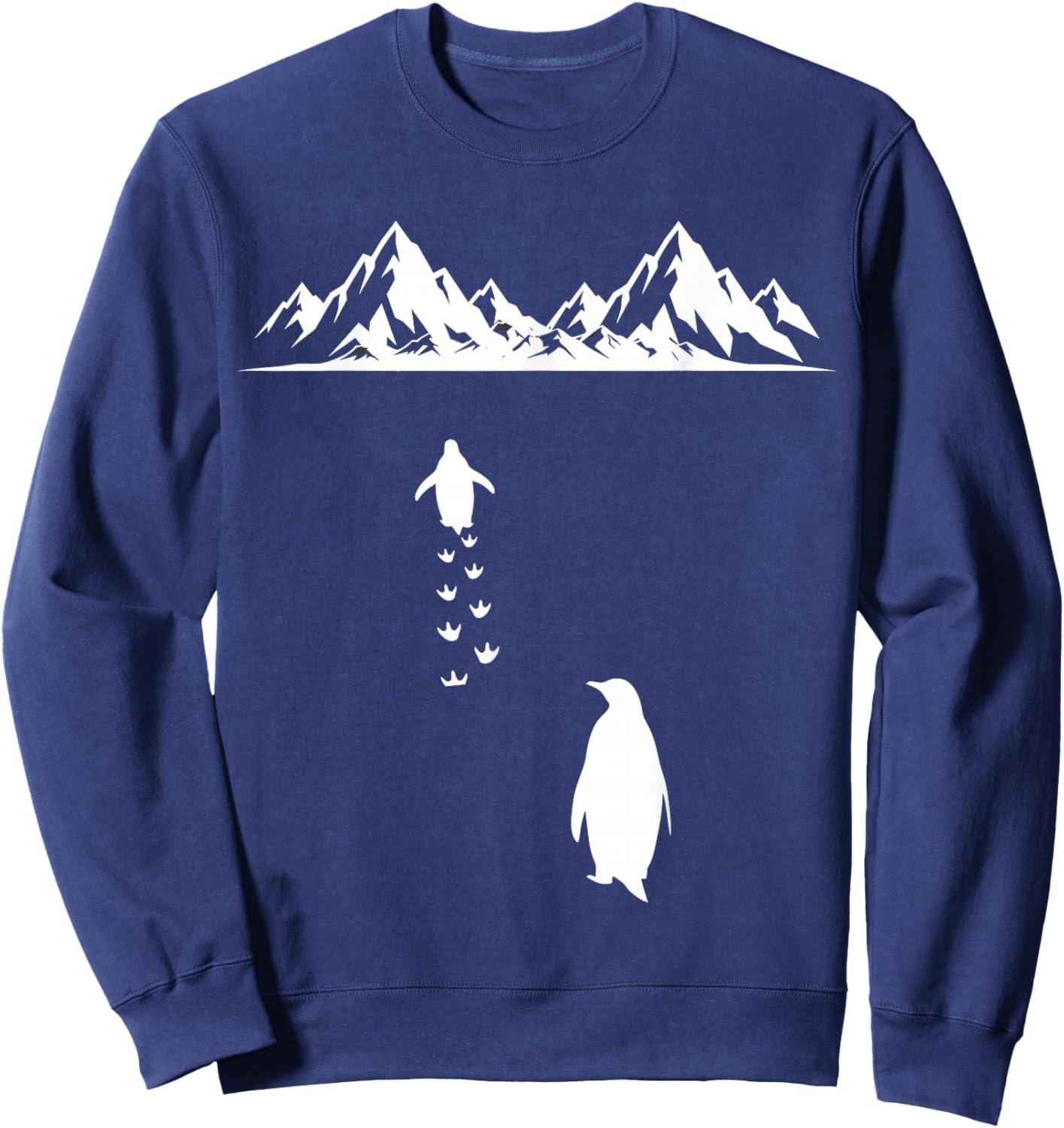 Penguin Walking Alone to Mountains Nihilist Bird Solitary Sweatshirt - Sweatshirt | Navy