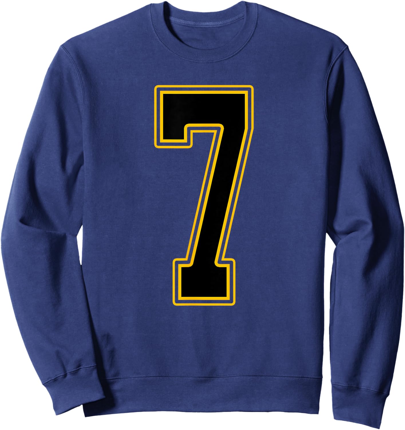 Black and Gold Number 7 Jersey Player Uniform #7 Sweatshirt - Sweatshirt | Navy