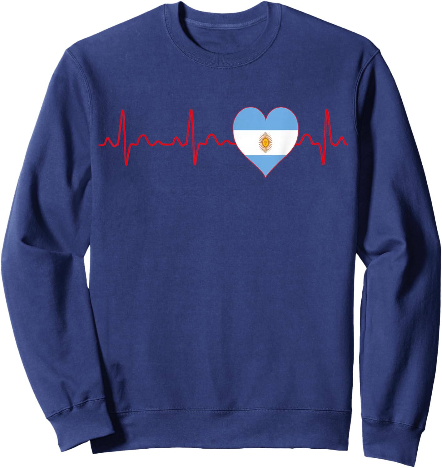 Argentina Flag Heartbeat EKG Patriotic National Souvenir Sweatshirt - Sweatshirt | Navy