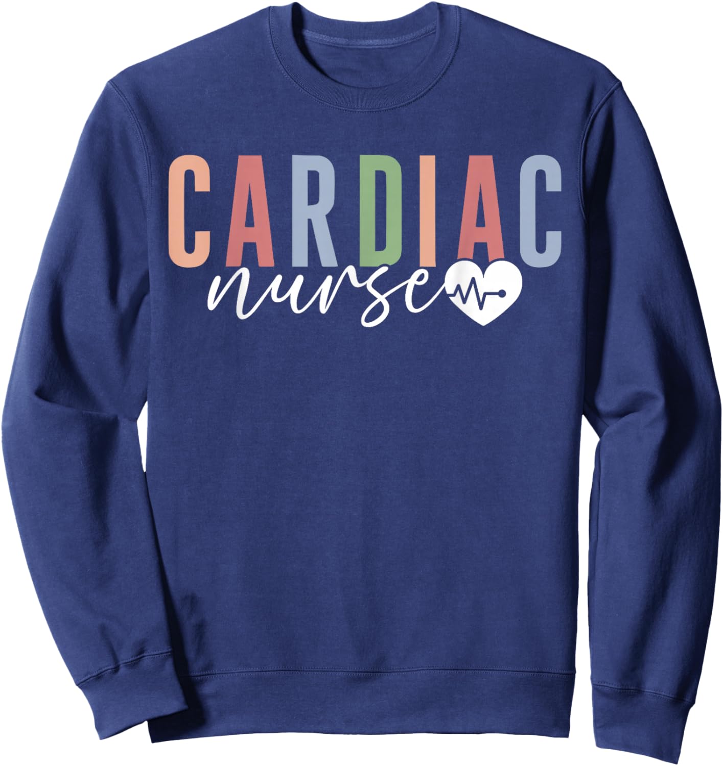 Cardiac Nurse Boho Cardiology Nurse Cardiac Nursing Sweatshirt - Sweatshirt | Navy