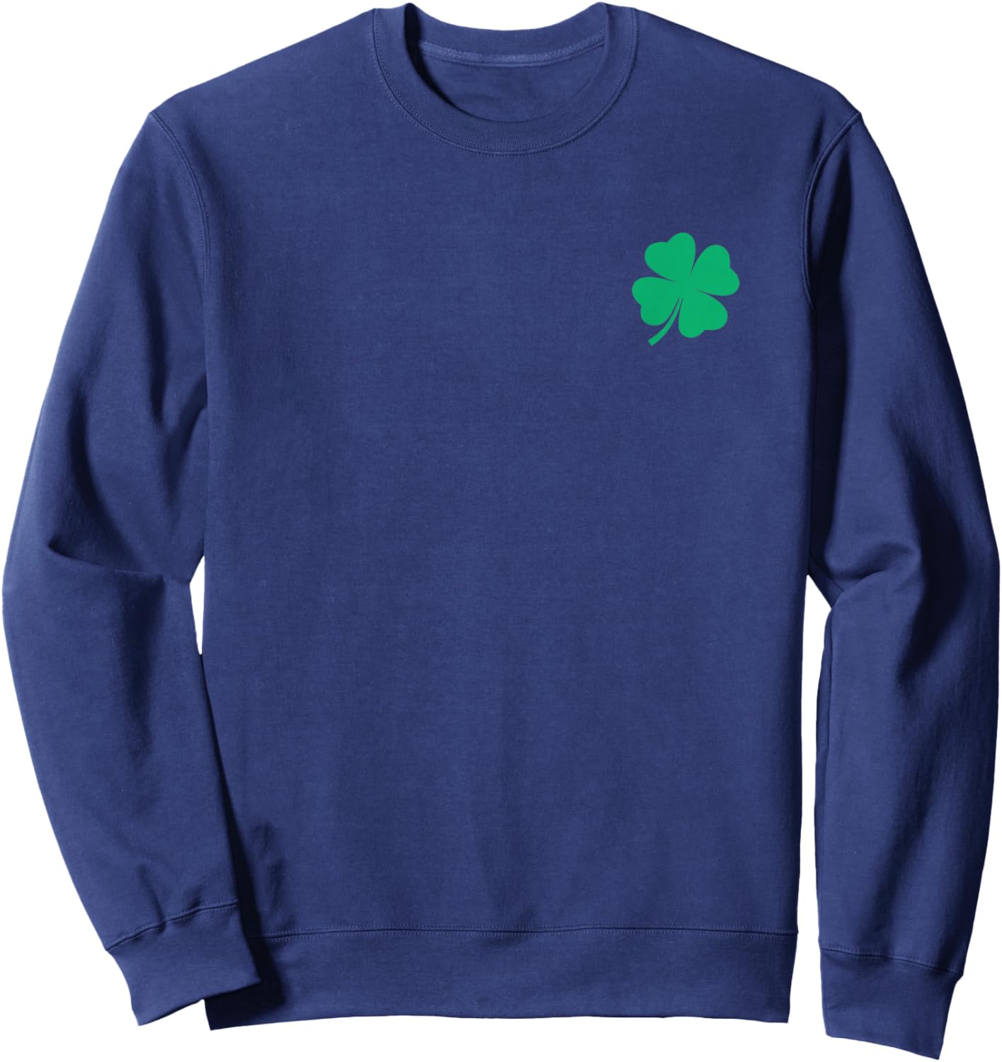 Four Leaf Clover Pocket Irish Shamrock St.Patricks Day Green Sweatshirt - Sweatshirt | Navy
