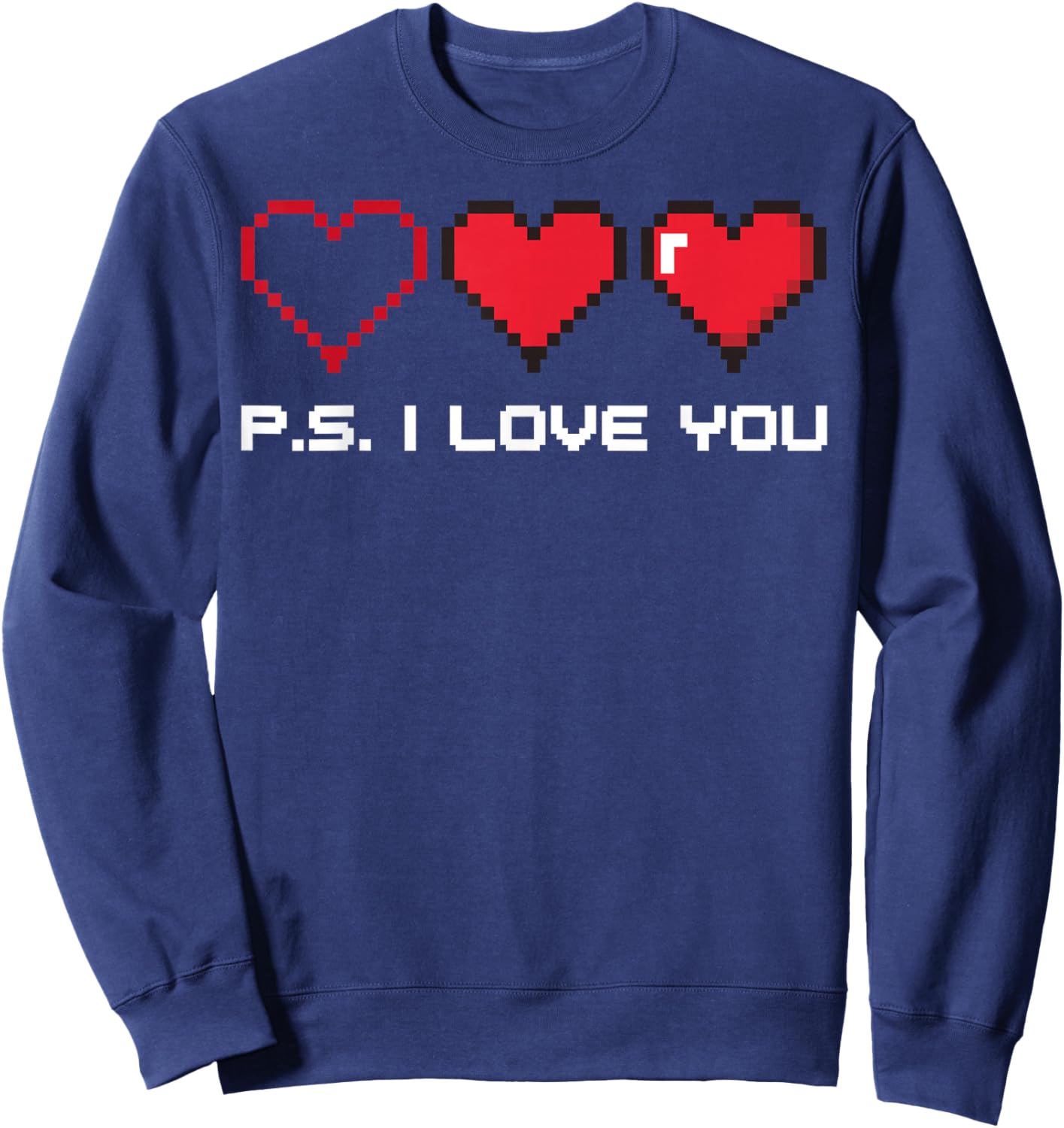 PS I Love You Day Valentine's Day Pixel Purple Heart Kids Sweatshirt - Sweatshirt | Navy