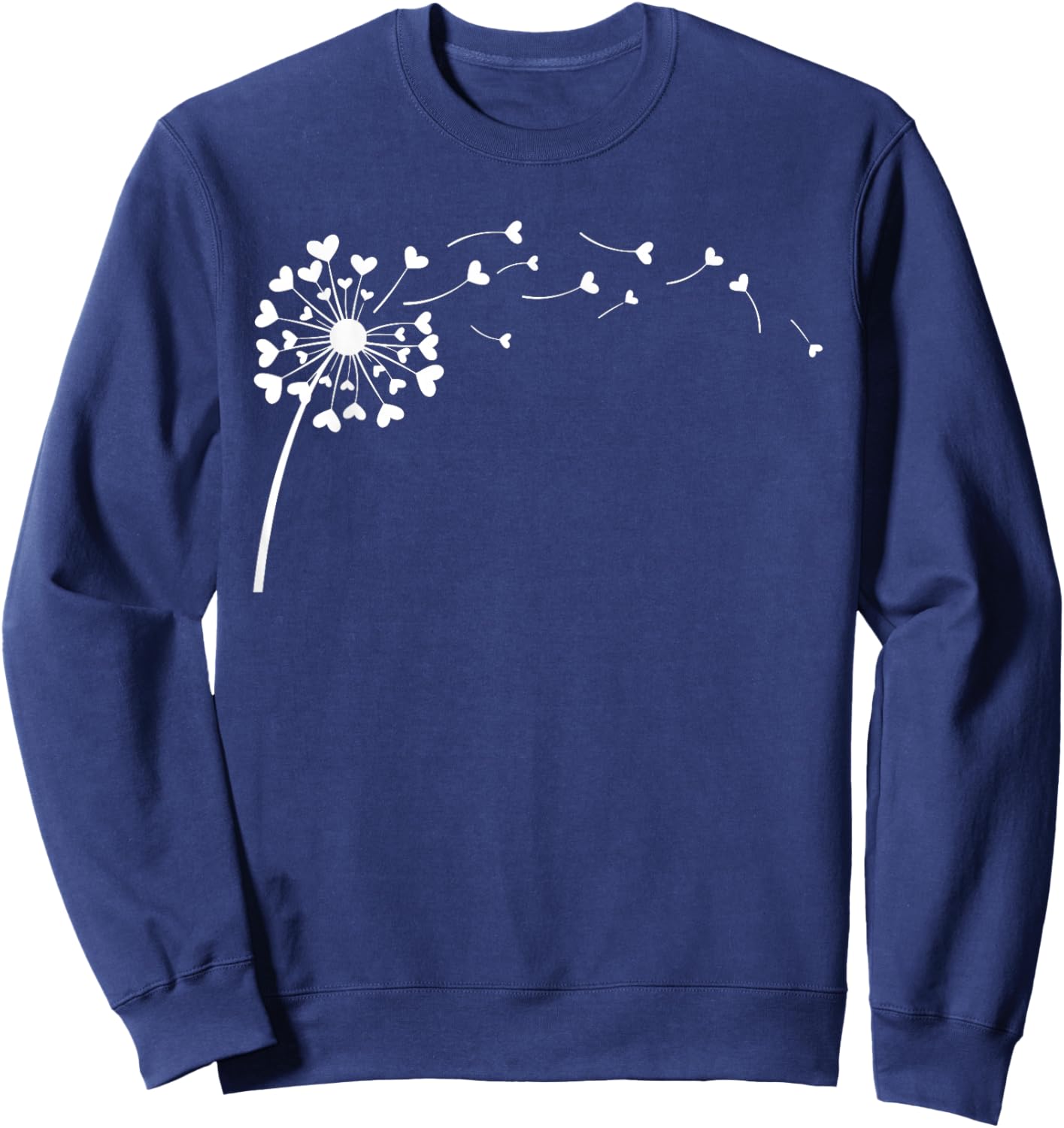 Heart Dandelion Flower Love Cute Valentines Day Girls Sweatshirt - Sweatshirt | Navy