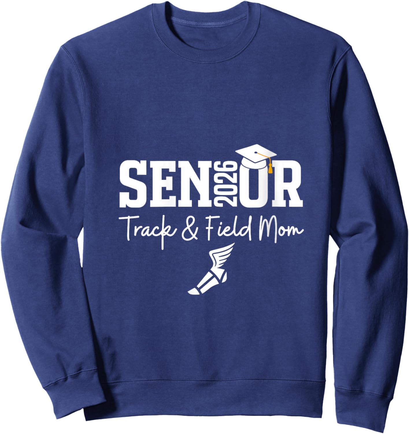 Women's Track & Field Senior Mom Class of 2026 Graduation 26 V-Neck Sweatshirt - Sweatshirt | Navy