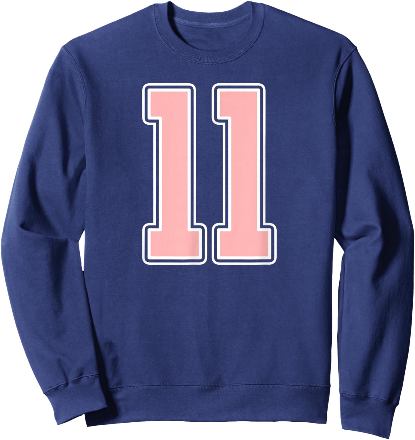 Cute Pink and White Number 11 Jersey Player Uniform #11 Fan Sweatshirt - Sweatshirt | Navy