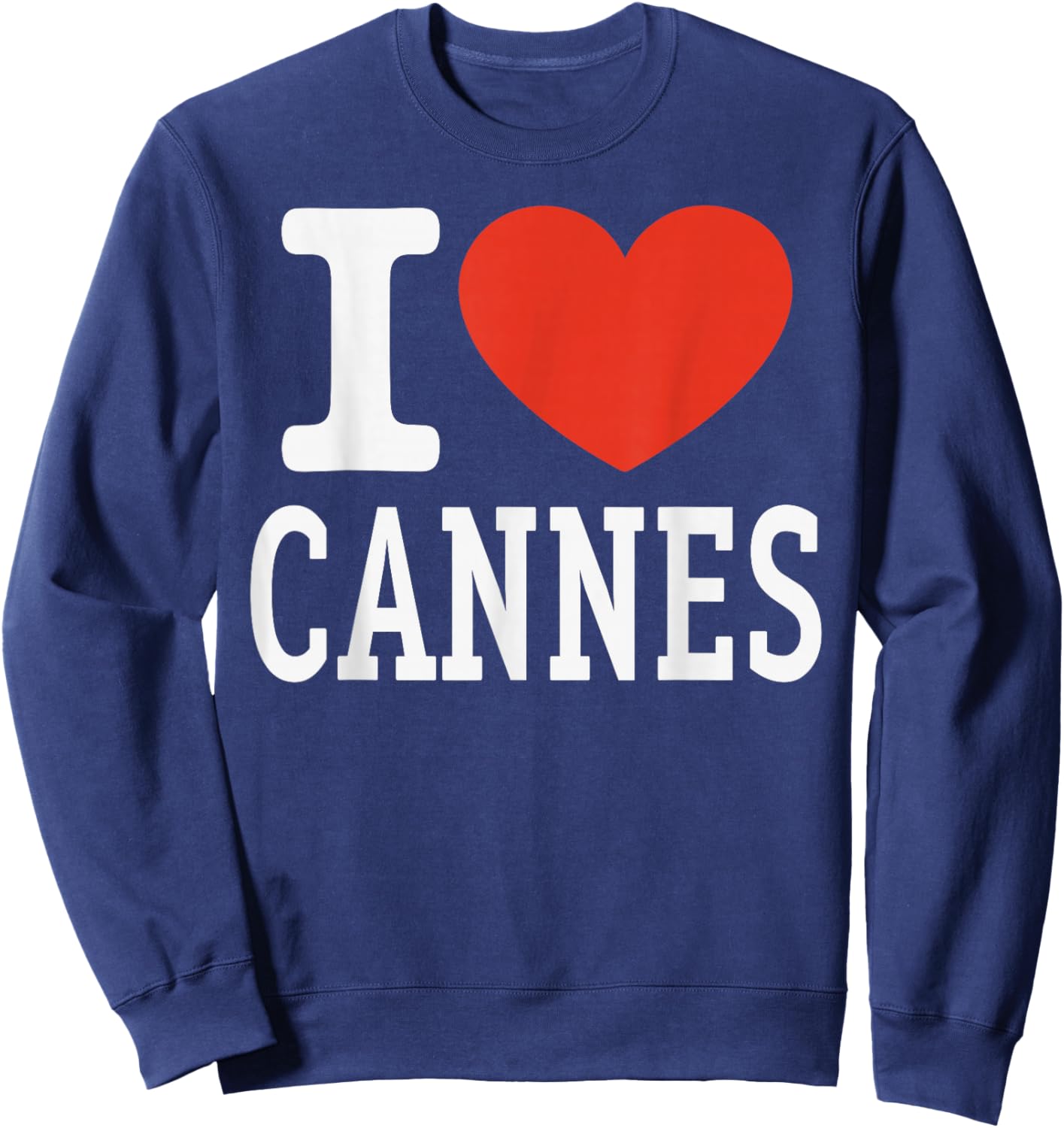 I Love Cannes City Heart Graphic Souvenir Travel Sweatshirt - Sweatshirt | Navy
