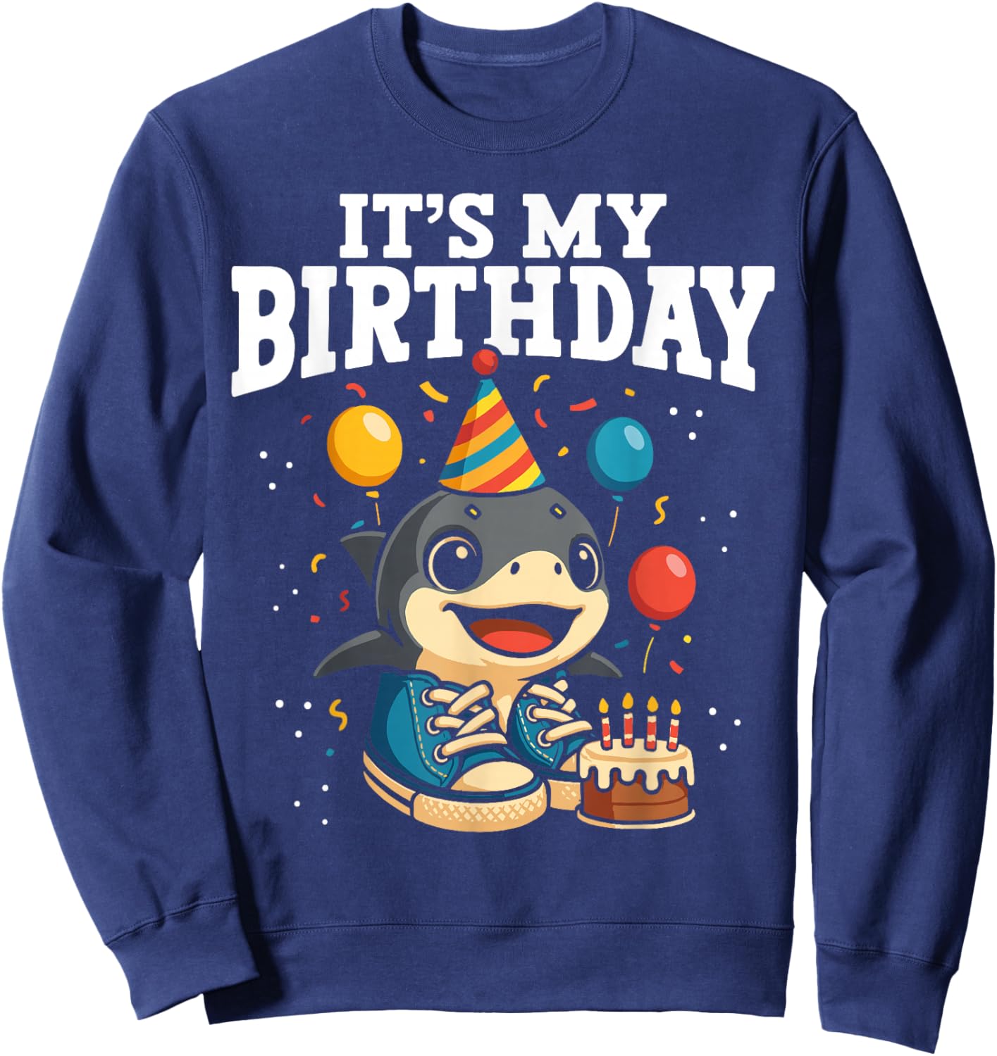 Its My Birthday Tralalero Tralala Brainrot Sweatshirt - Sweatshirt | Navy