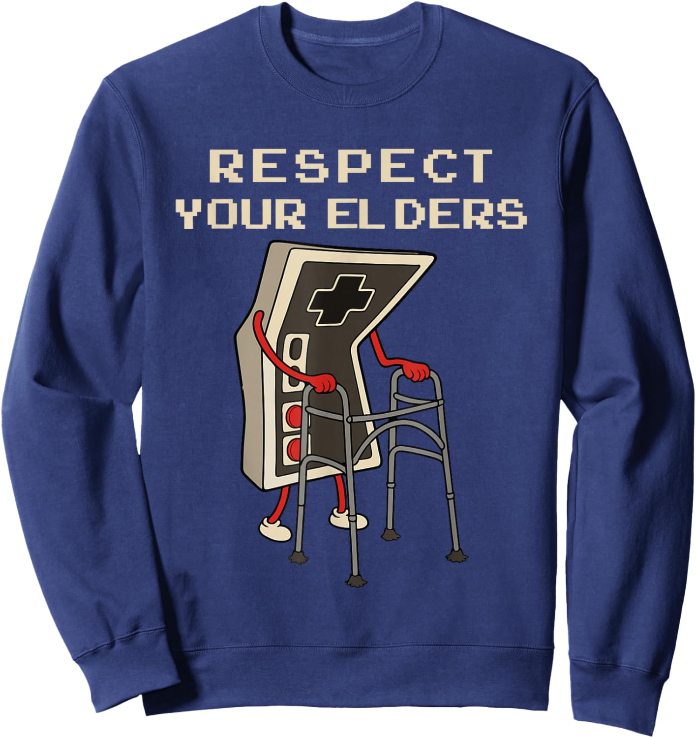 Respect Your Elders Retro Gaming Funny Gamer Controller 80s Sweatshirt - Sweatshirt | Navy
