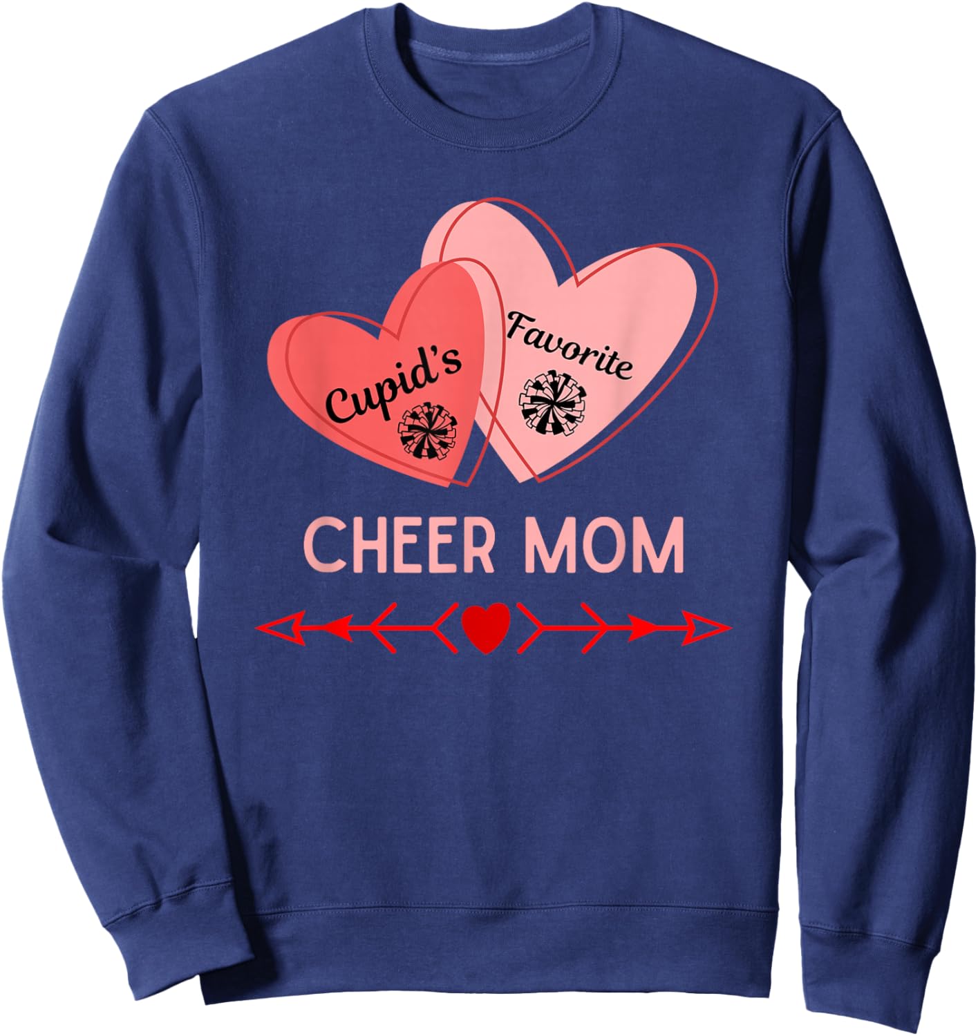 Cupid's Favorite Cheer Mom Valentine's Day Trendy Retro Cute Sweatshirt - Sweatshirt | Navy