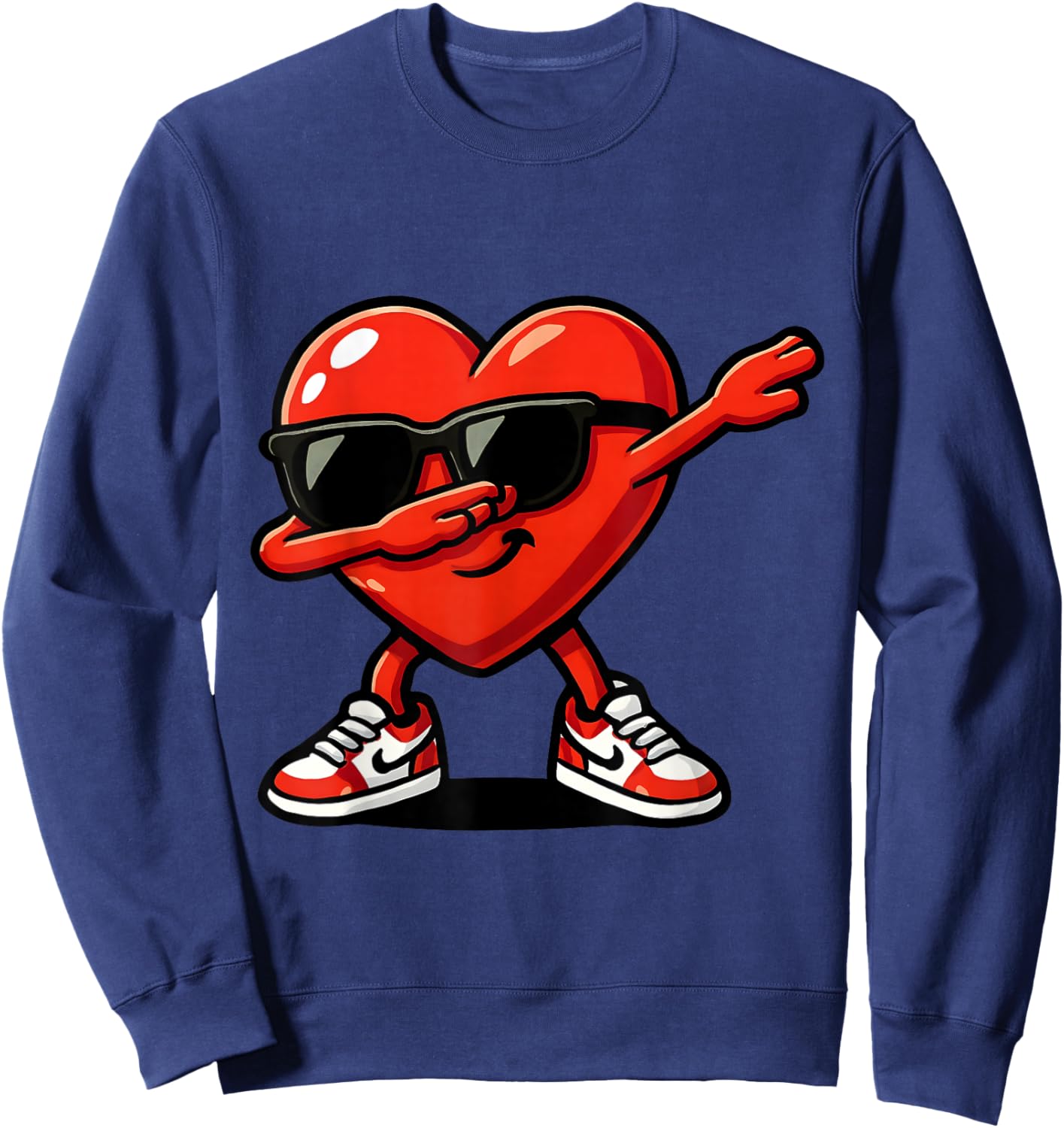 Valentine’s Day Dabbing Heart for Boys Girls Kids Sweatshirt - Sweatshirt | Navy