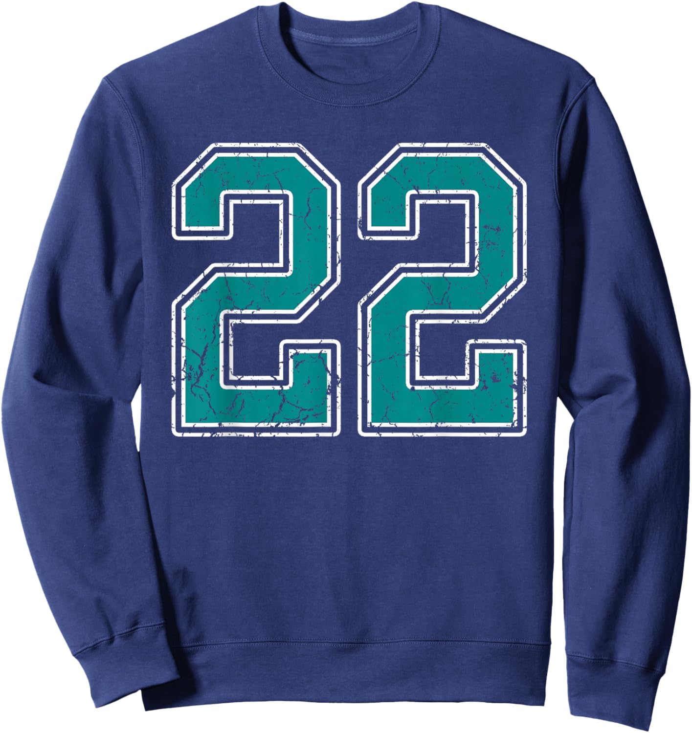 Teal and White Number 22 Jersey Player Uniform #22 Fan Sweatshirt - Sweatshirt | Navy