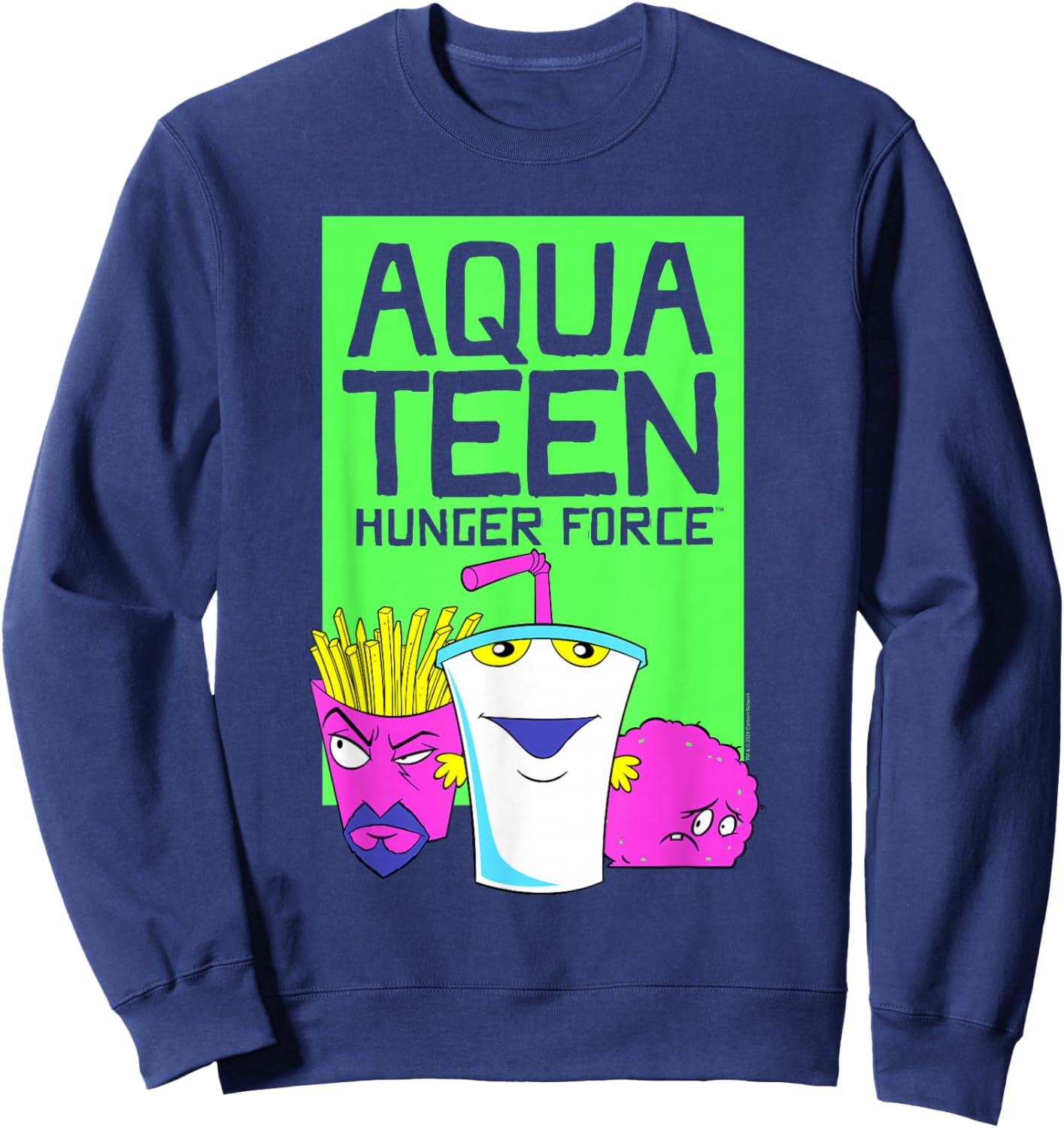 ATHF Neon Color Character Group Funny Cartoon Sweatshirt - Sweatshirt | Navy