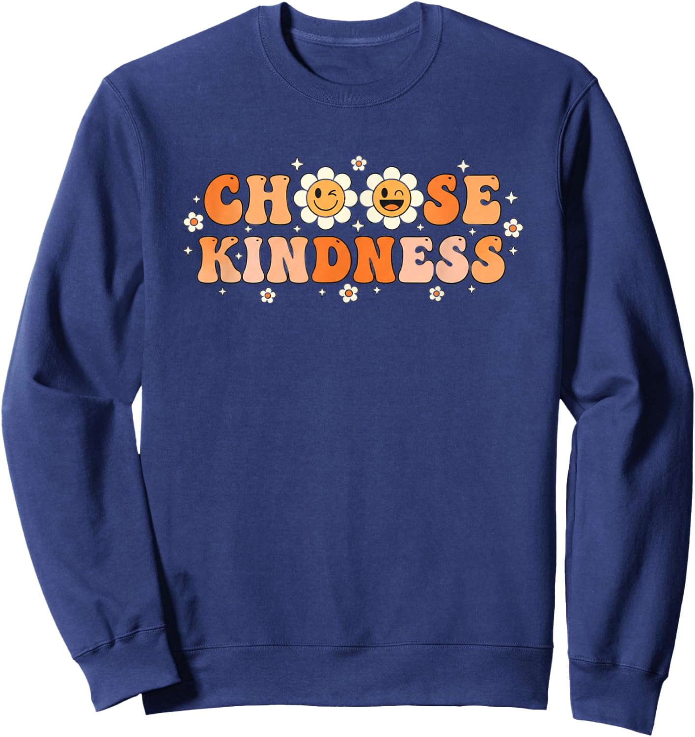 Choose Kindness Retro Daisy Wellness Graphic Motiv Sweatshirt - Sweatshirt | Navy