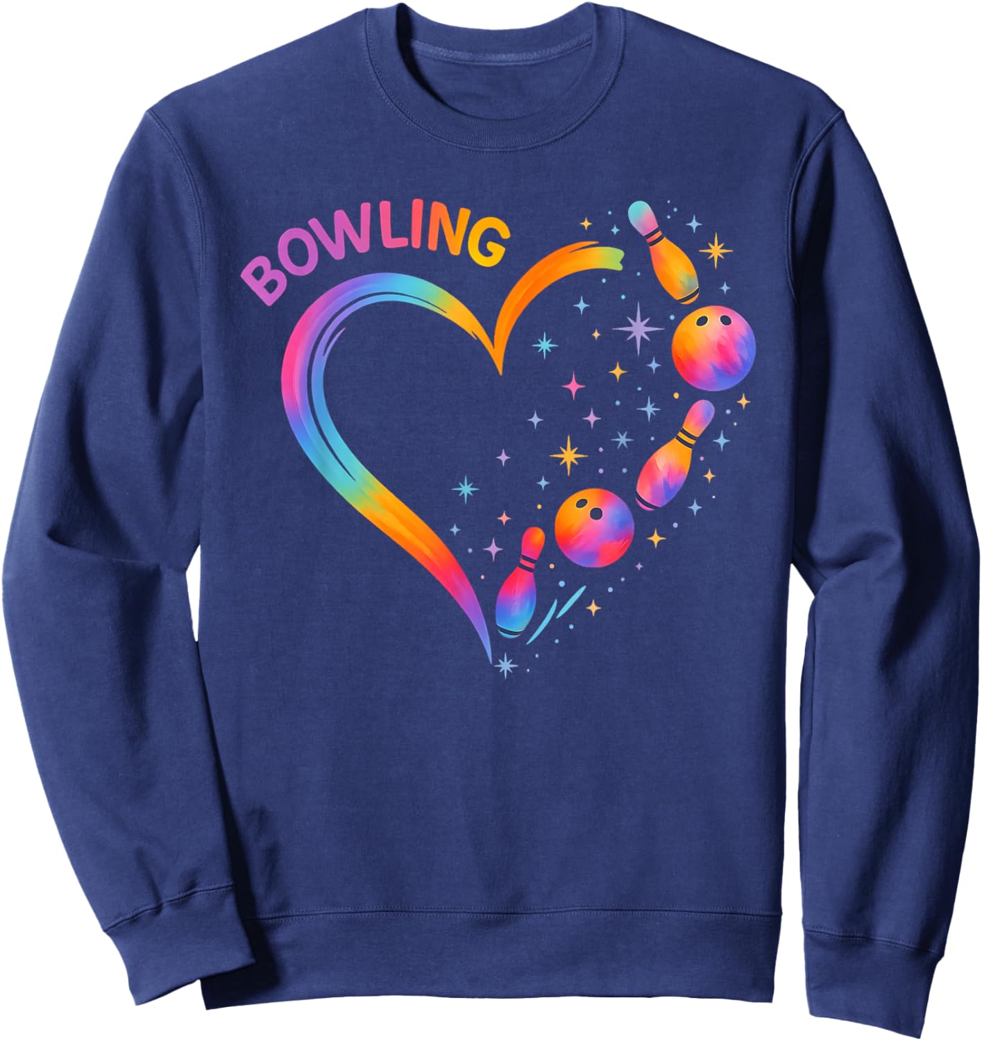 Bowling Heart Colorful Bowling Pin Lovers Bowler Women Girls Sweatshirt - Sweatshirt | Navy