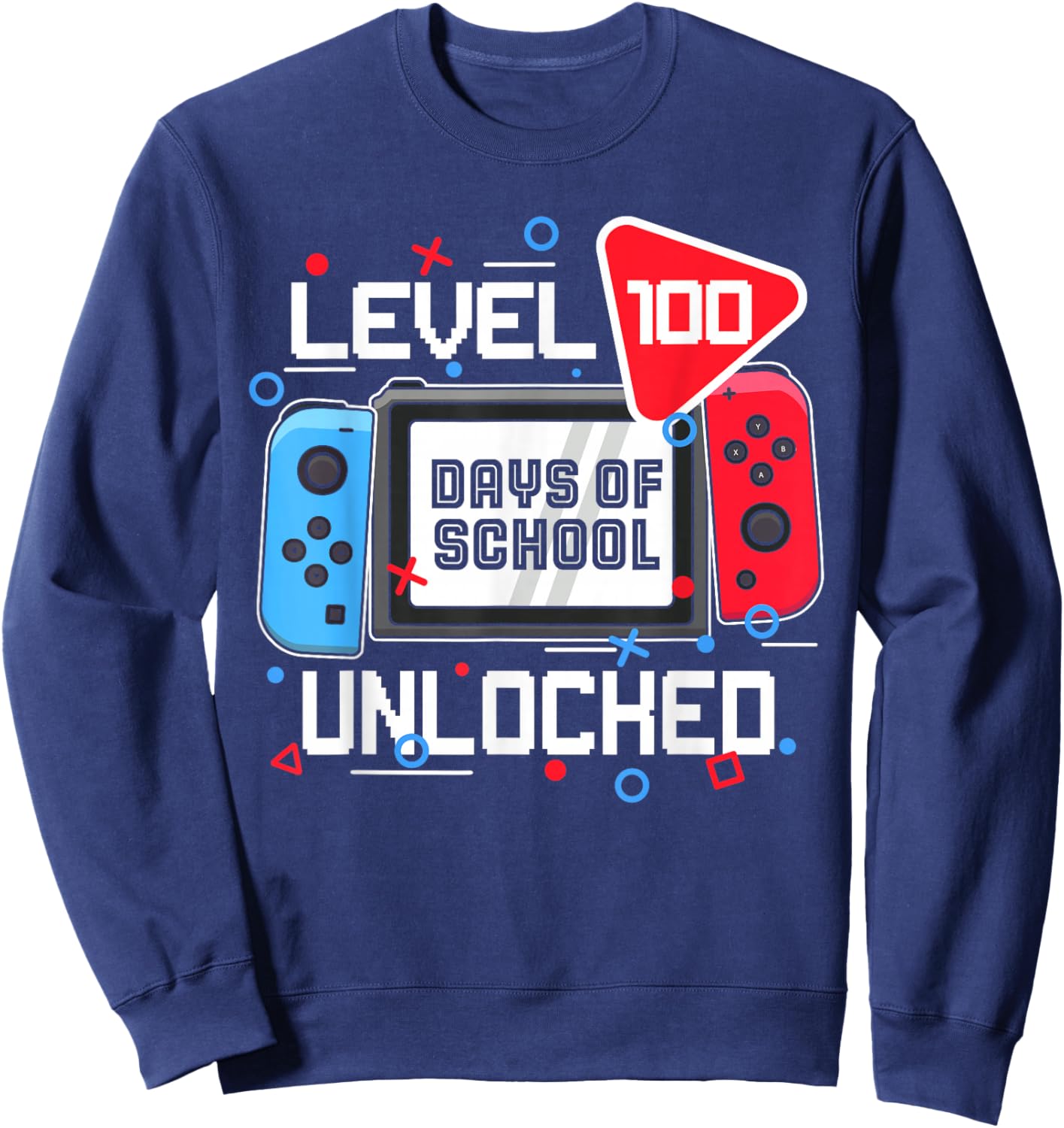 Level 100 Days of School Unlocked Funny Video Games Boy Kids Sweatshirt - Sweatshirt | Navy