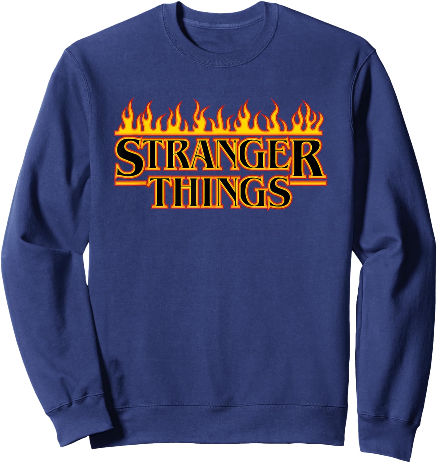 Stranger Things Logo with Flames Sweatshirt - Sweatshirt | Navy