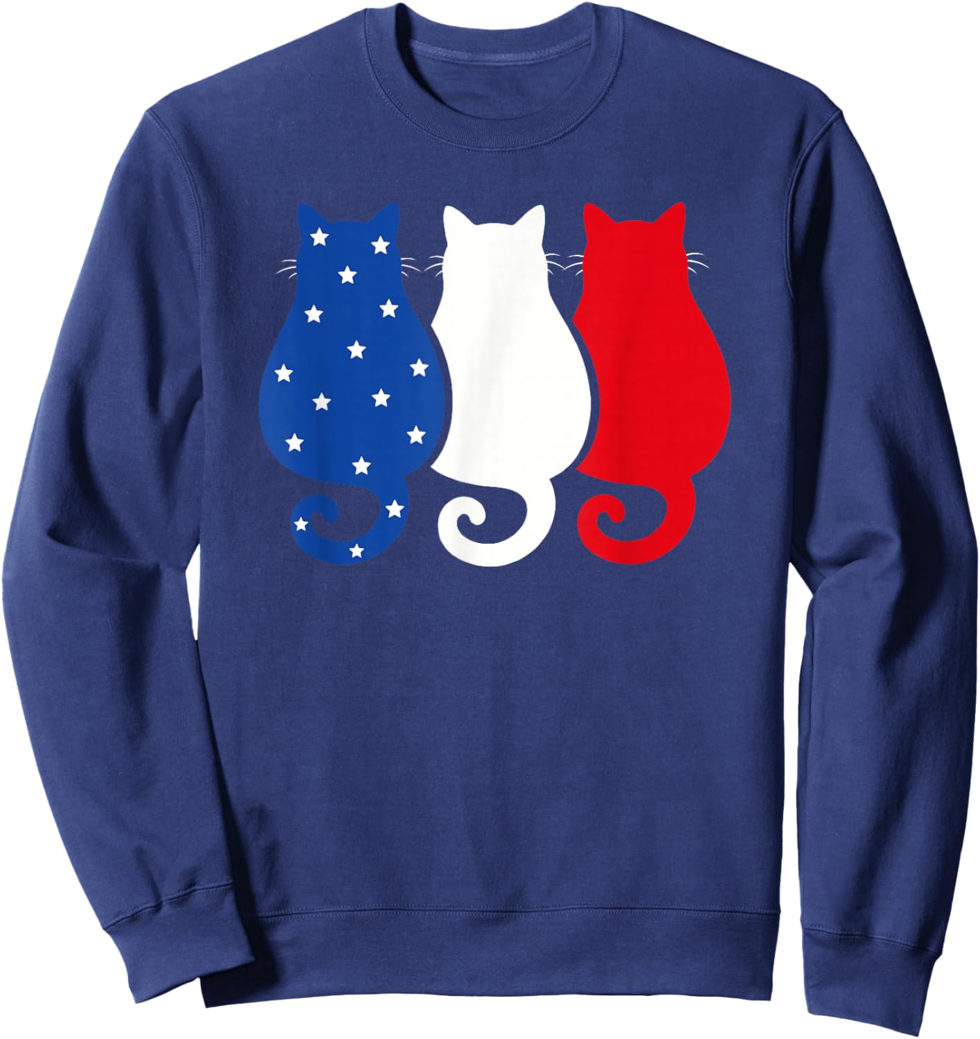 USA Flag Cats 4th of July Men Women Kids Funny Patriotic Sweatshirt - Sweatshirt | Navy