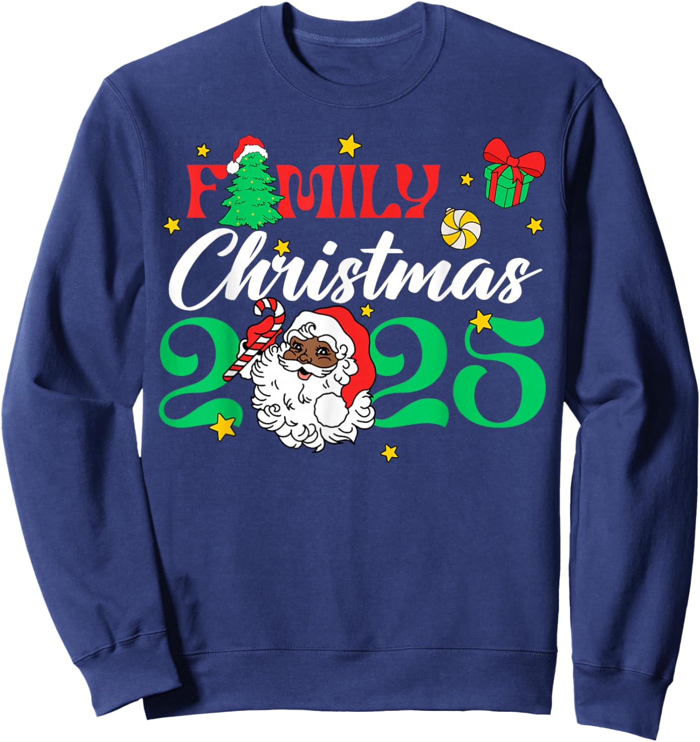 Melanin Family Christmas African American Xmas African Santa Sweatshirt - Sweatshirt | Navy