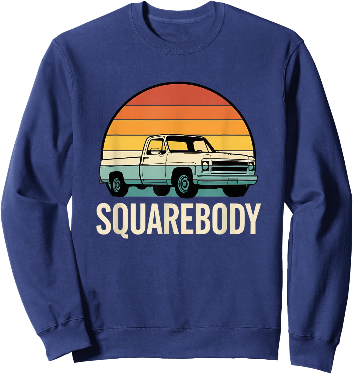 Heavy Machinery Squarebody Retro Pickup Truck Sweatshirt - Sweatshirt | Navy