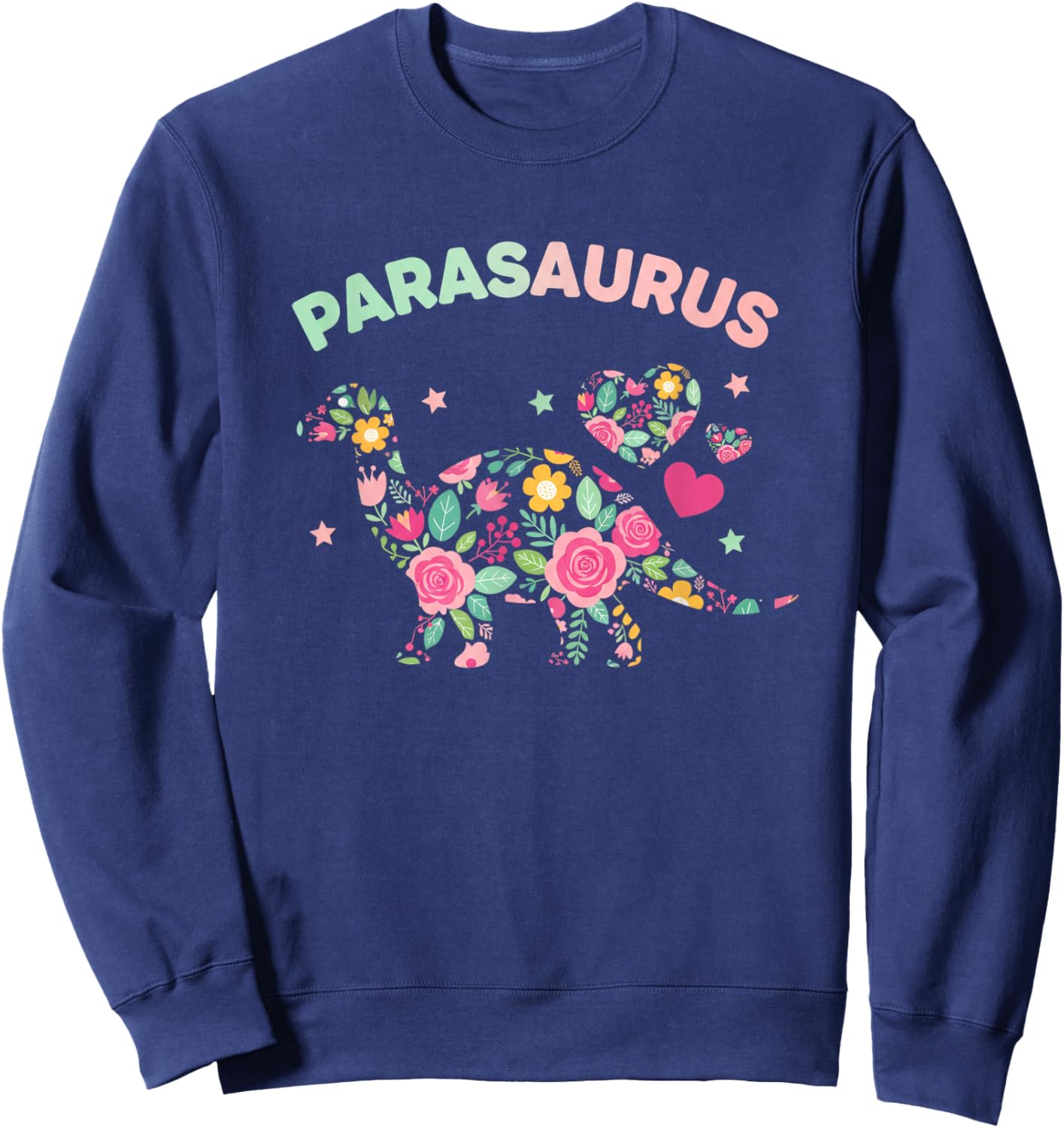 Mythical & Prehistoric Parasaurus Floral Paraeducator Dino Sweatshirt - Sweatshirt | Navy