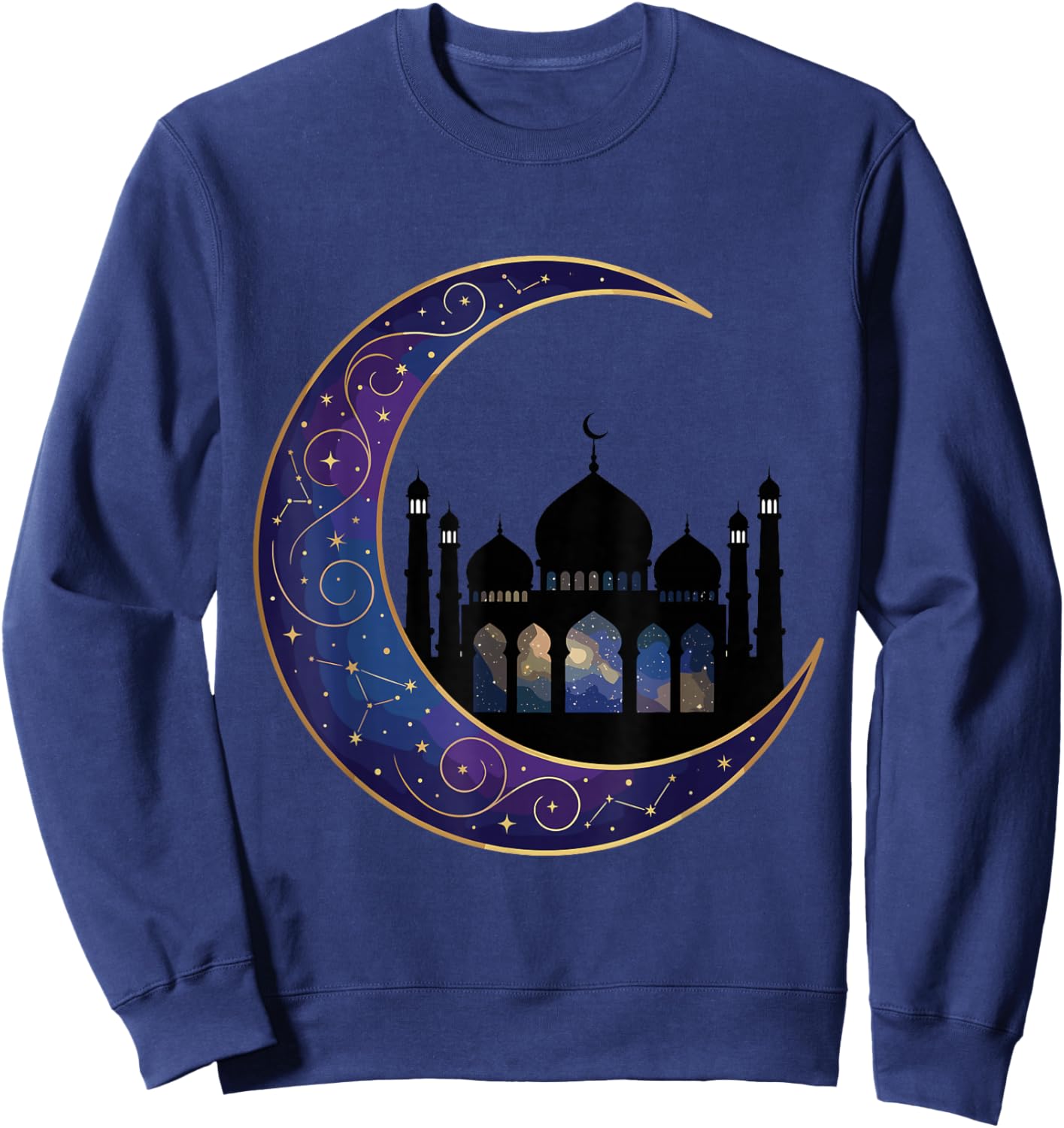 Crescent Moon with Islamic Mosque for Muslims and Ramadan Sweatshirt - Sweatshirt | Navy