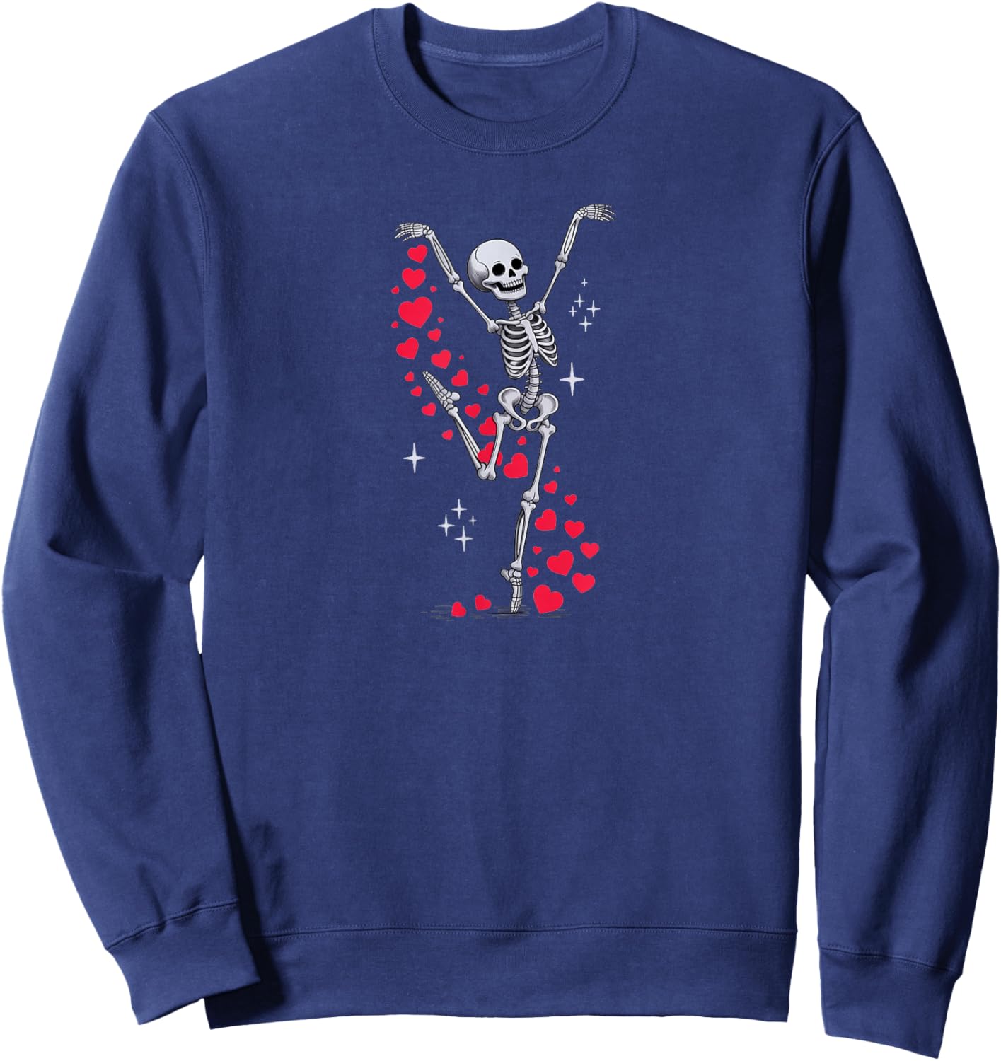 Valentine’s Day Skeleton Ballerina with Hearts Ballet Girl Sweatshirt - Sweatshirt | Navy