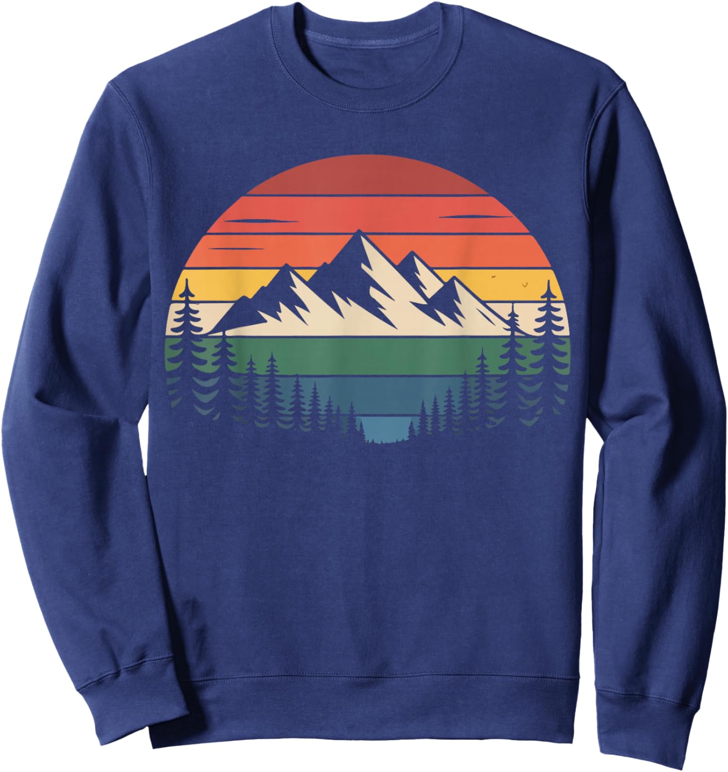 Outdoor Wildlife Nature Mountain Trees Vintage Landscape Sweatshirt - Sweatshirt | Navy