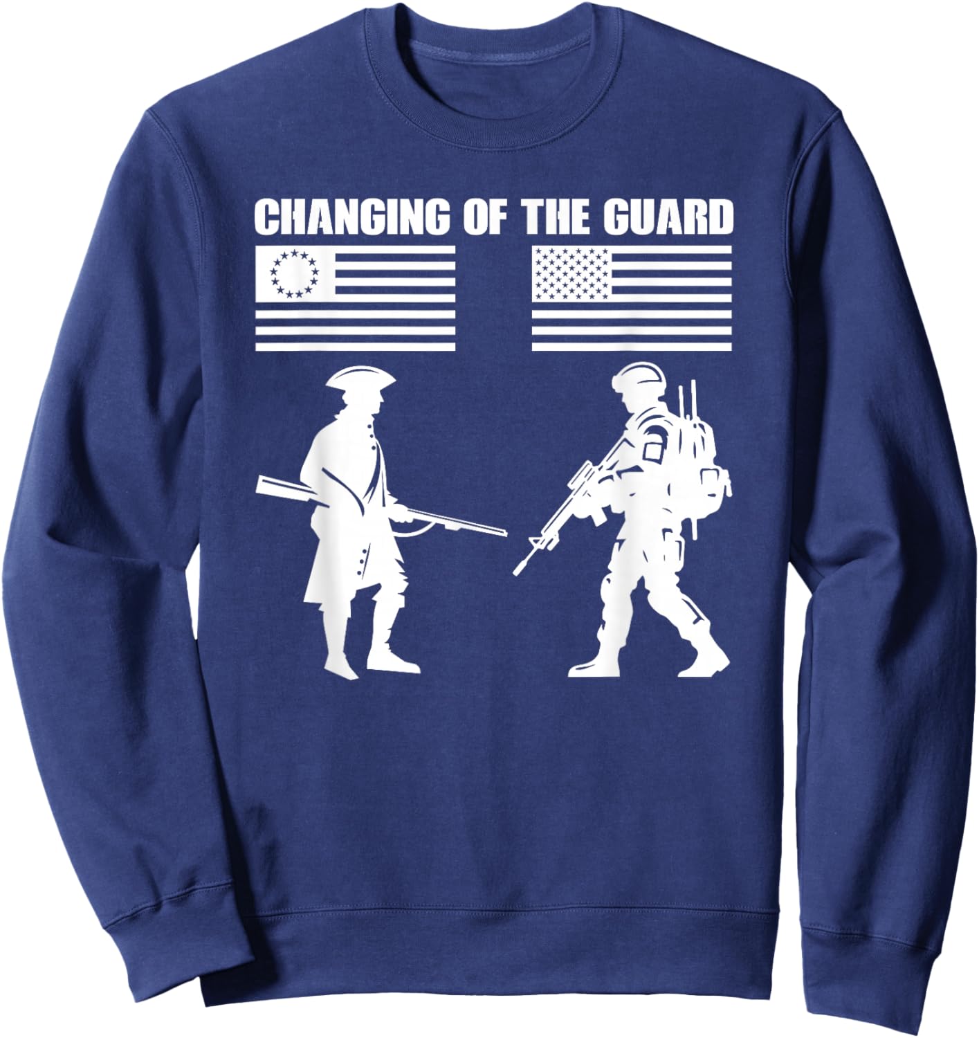 July 4th 1776-2026 American Flag Graphic Military Soldier Sweatshirt - Sweatshirt | Navy