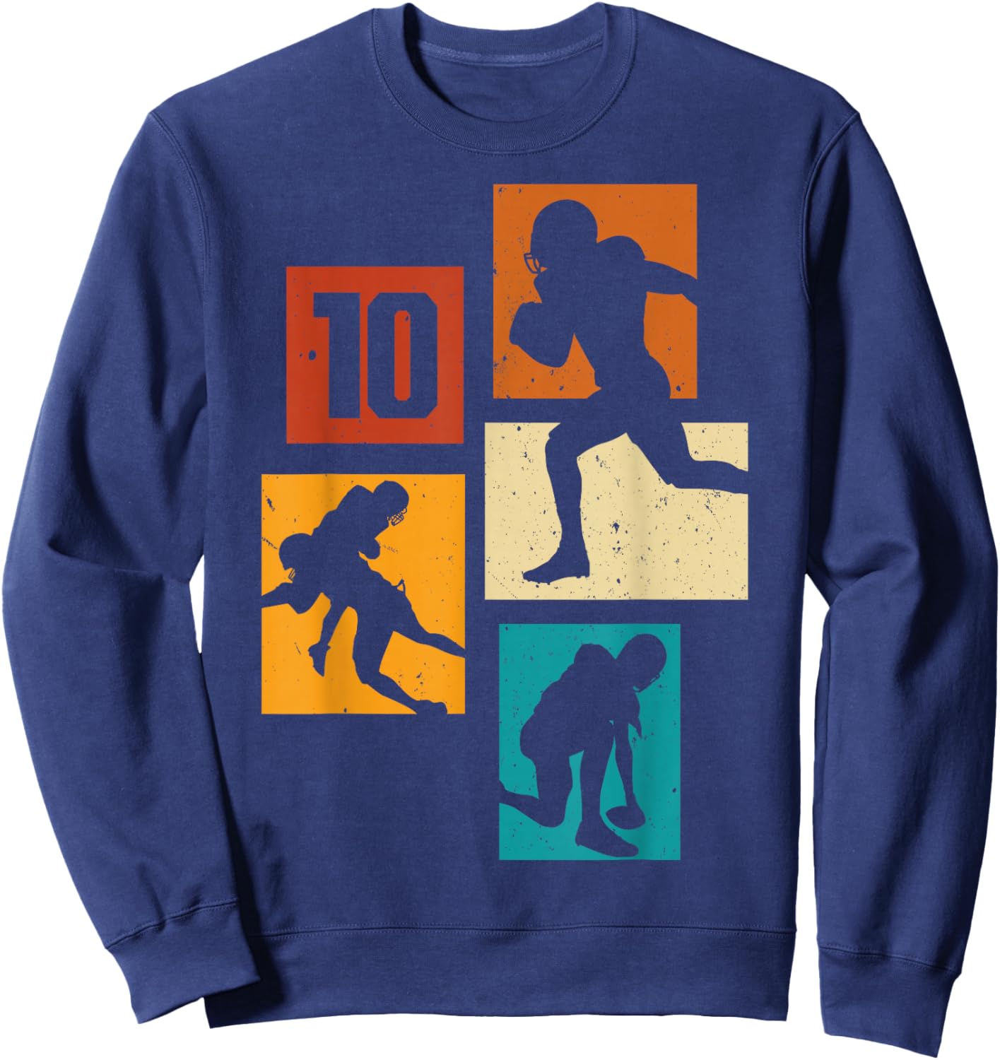 10th Birthday Retro American Football 10 Years Old Boy Girl Sweatshirt - Sweatshirt | Navy