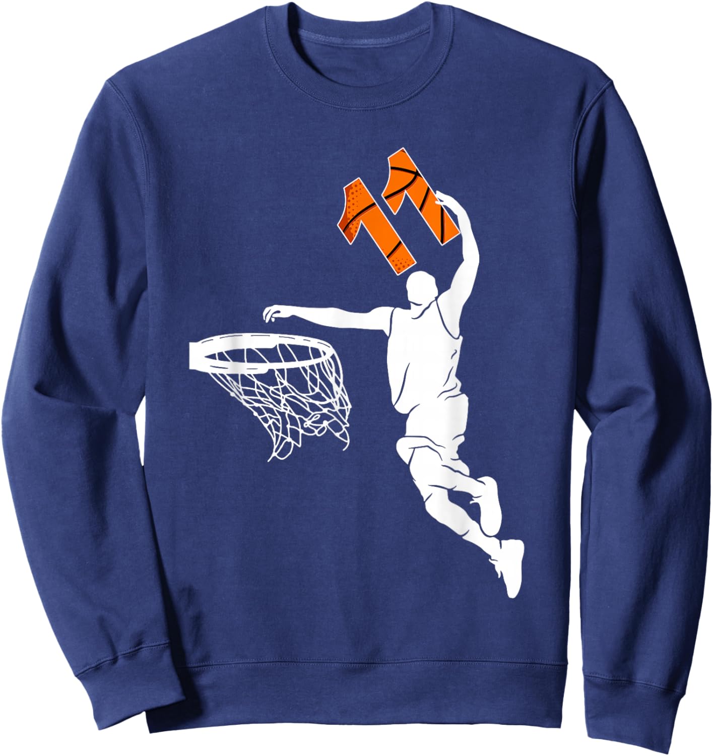 11 Year Old Birthday Boy 11th Birthday Basketball Party Sweatshirt - Sweatshirt | Navy