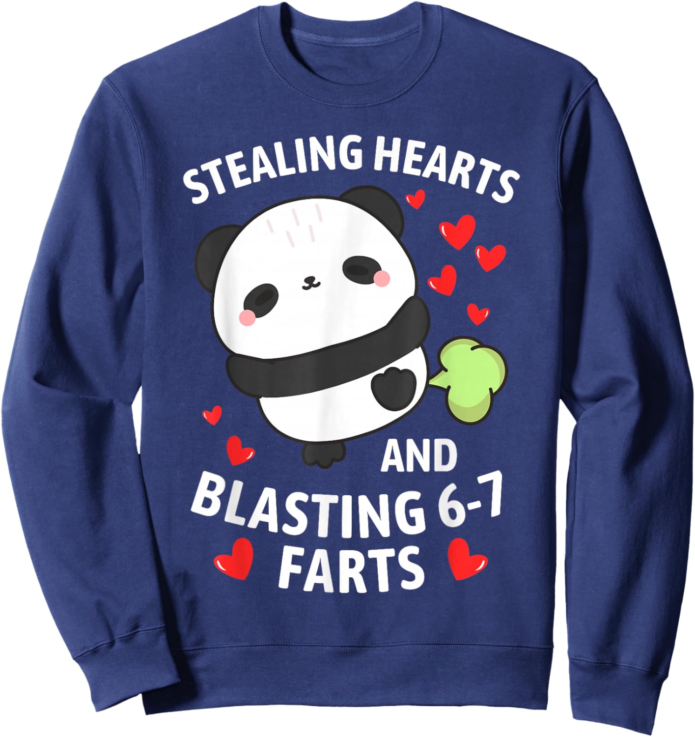 67 Meme Stealing Hearts Valentine's Day Panda Kids Boys Sweatshirt - Sweatshirt | Navy