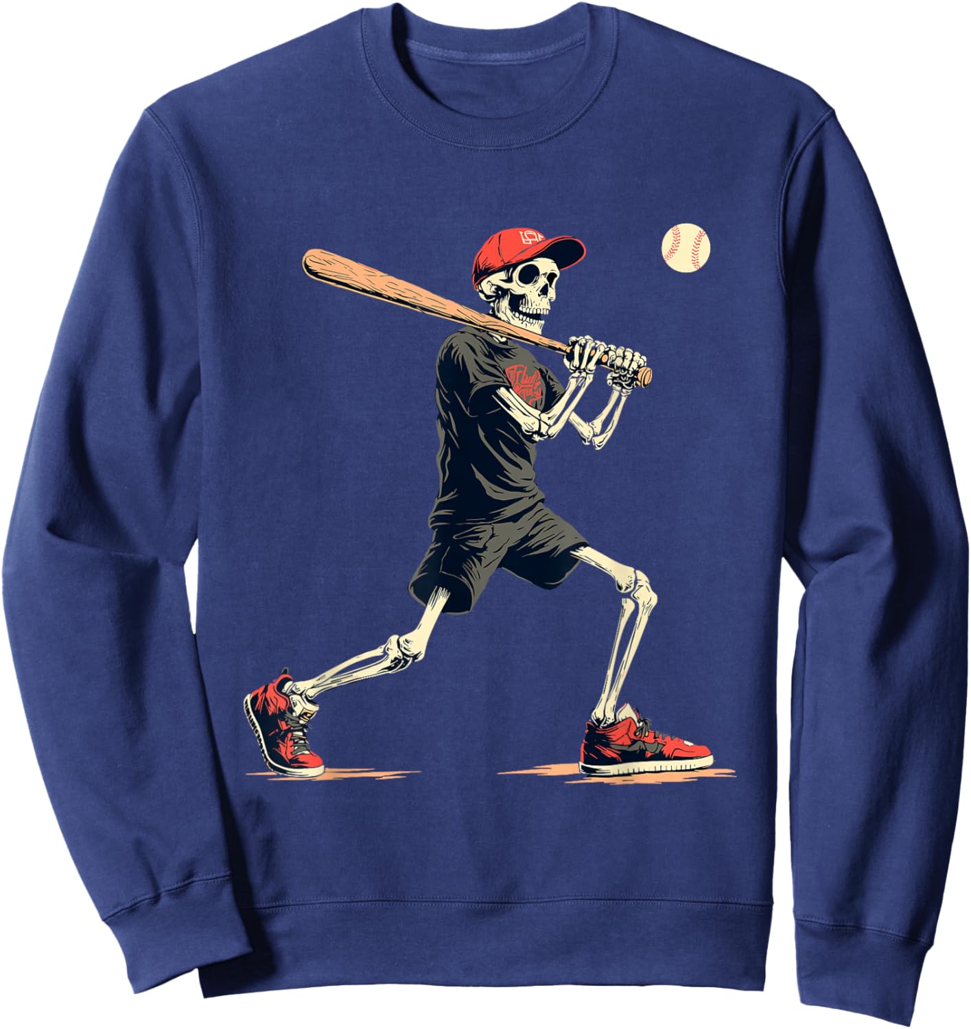 Skeleton Baseball Halloween Costume Funny Men Boys Kids Sweatshirt - Sweatshirt | Navy