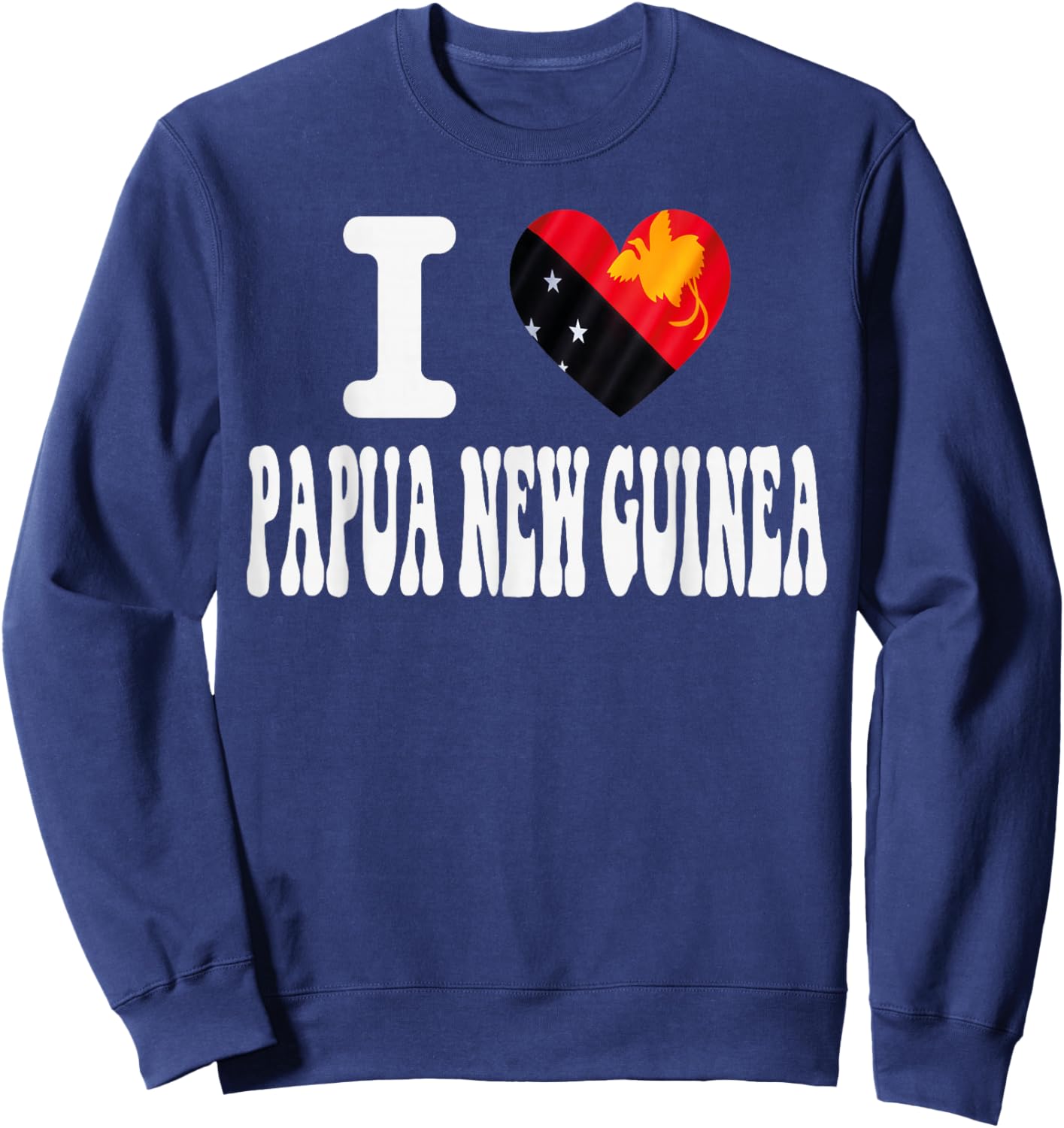 I Love Papua NEW Guinea Heart Flag Retro Travel Souvenir Sweatshirt - Sweatshirt | Navy