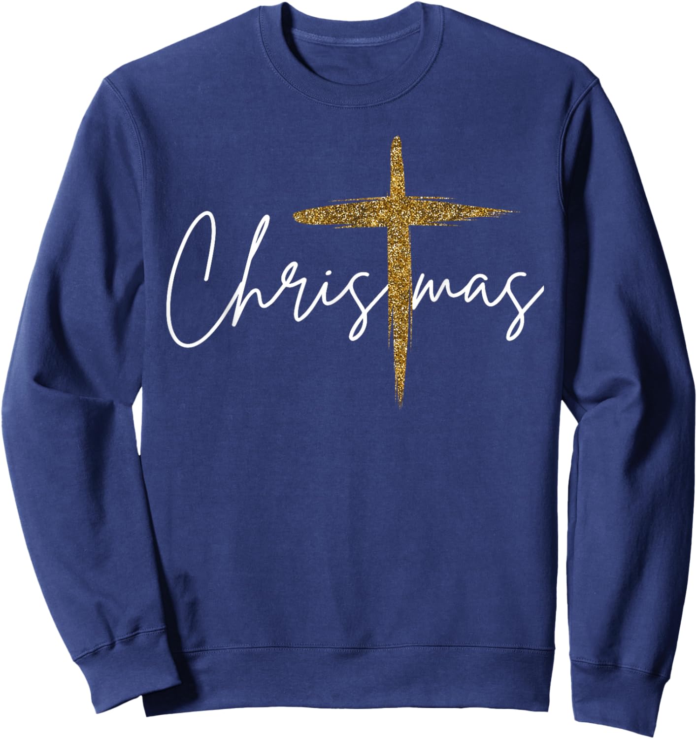 Jesus Christian Cross Merry Christmas Pajamas Family Holiday Sweatshirt - Sweatshirt | Navy
