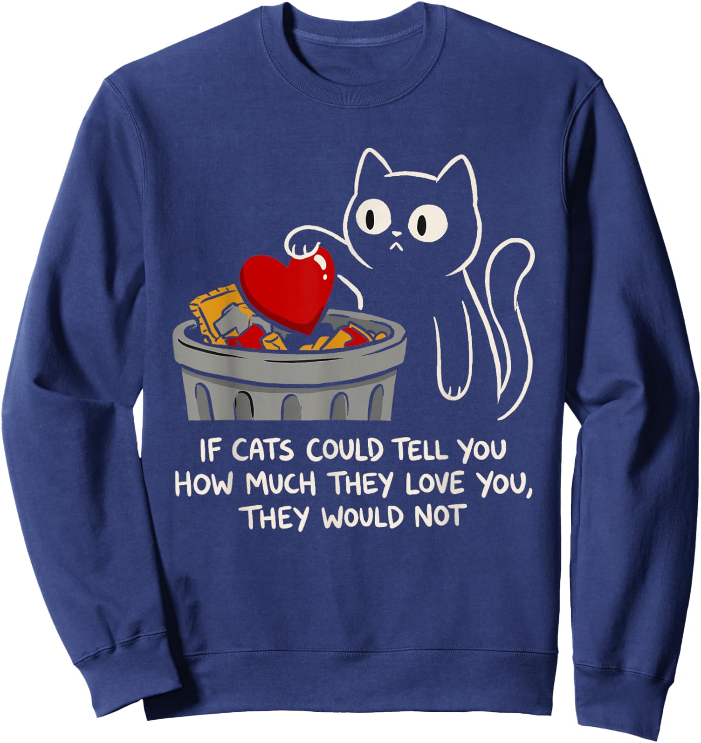 Cat Mom Cat Dad Feline Funny St. Valentine's Day Sweatshirt - Sweatshirt | Navy