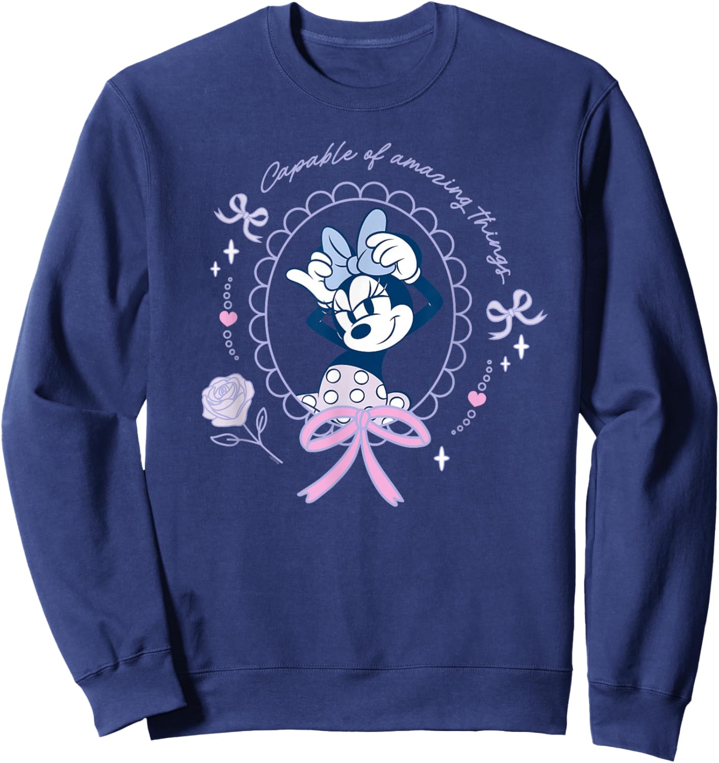 Disney Minnie Mouse Capable of Amazing Things Coquette Style Sweatshirt - Sweatshirt | Navy