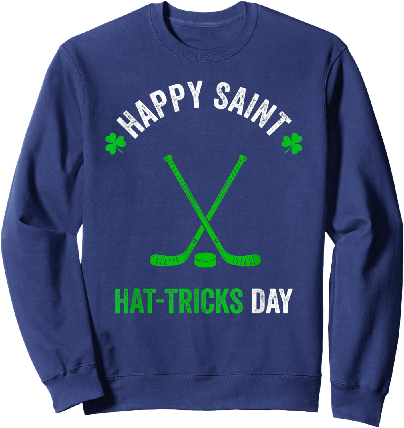Hockey St Patricks Day Boys Men Shamrock Hockey Sweatshirt - Sweatshirt | Navy