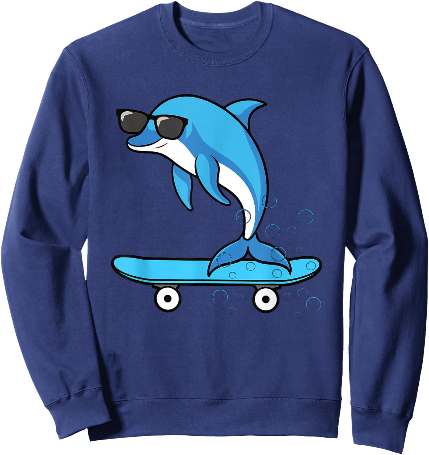 Funny Cool Dolphin Skateboard Boys Kids Sweatshirt - Sweatshirt | Navy