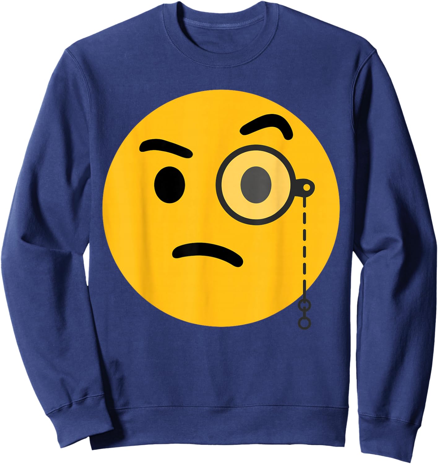 Funny Emoticon Face with Monocle Sweatshirt - Sweatshirt | Navy