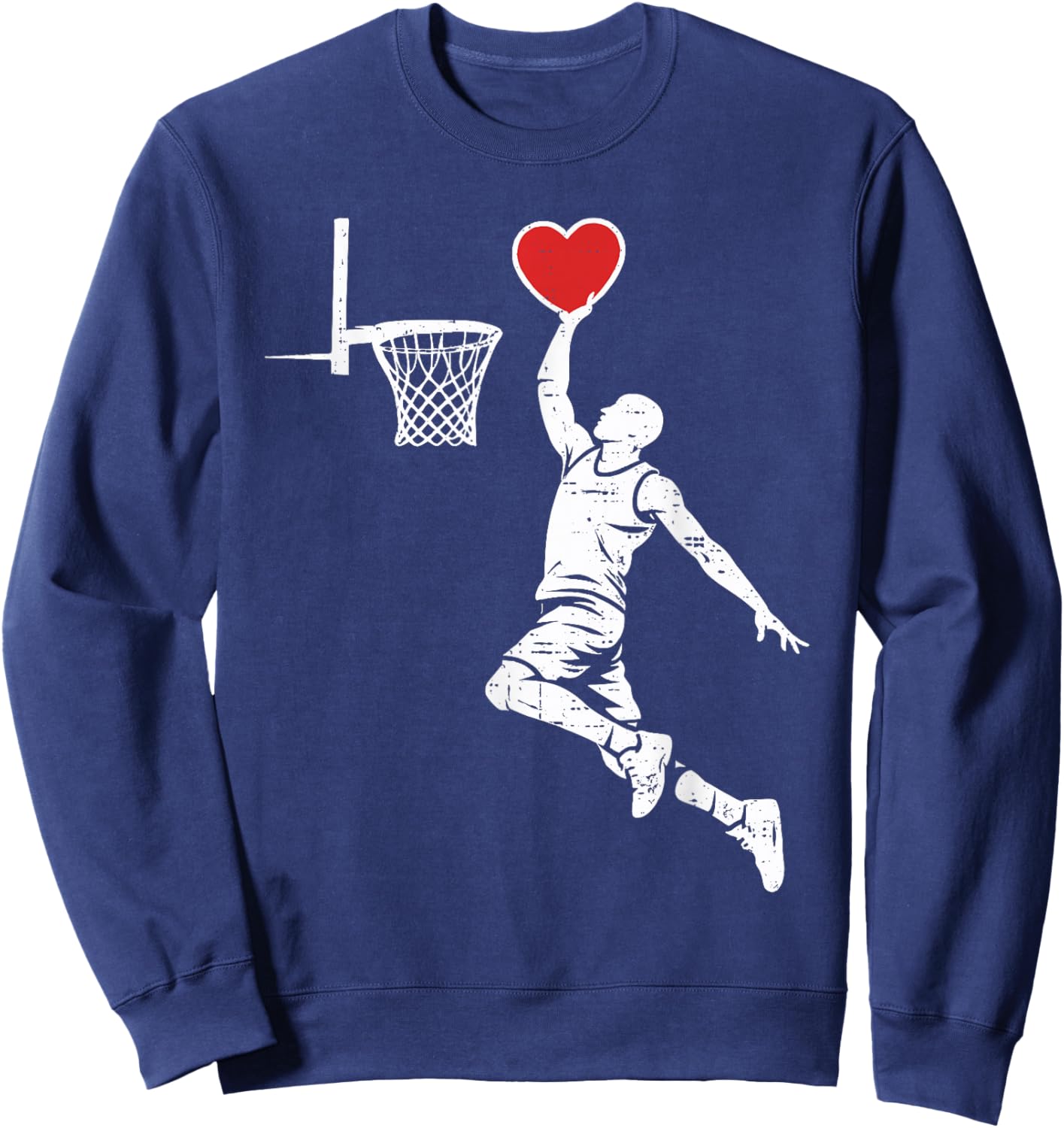 Valentines Day Basketball Silhouette Heart Dunking Men Boys Sweatshirt - Sweatshirt | Navy