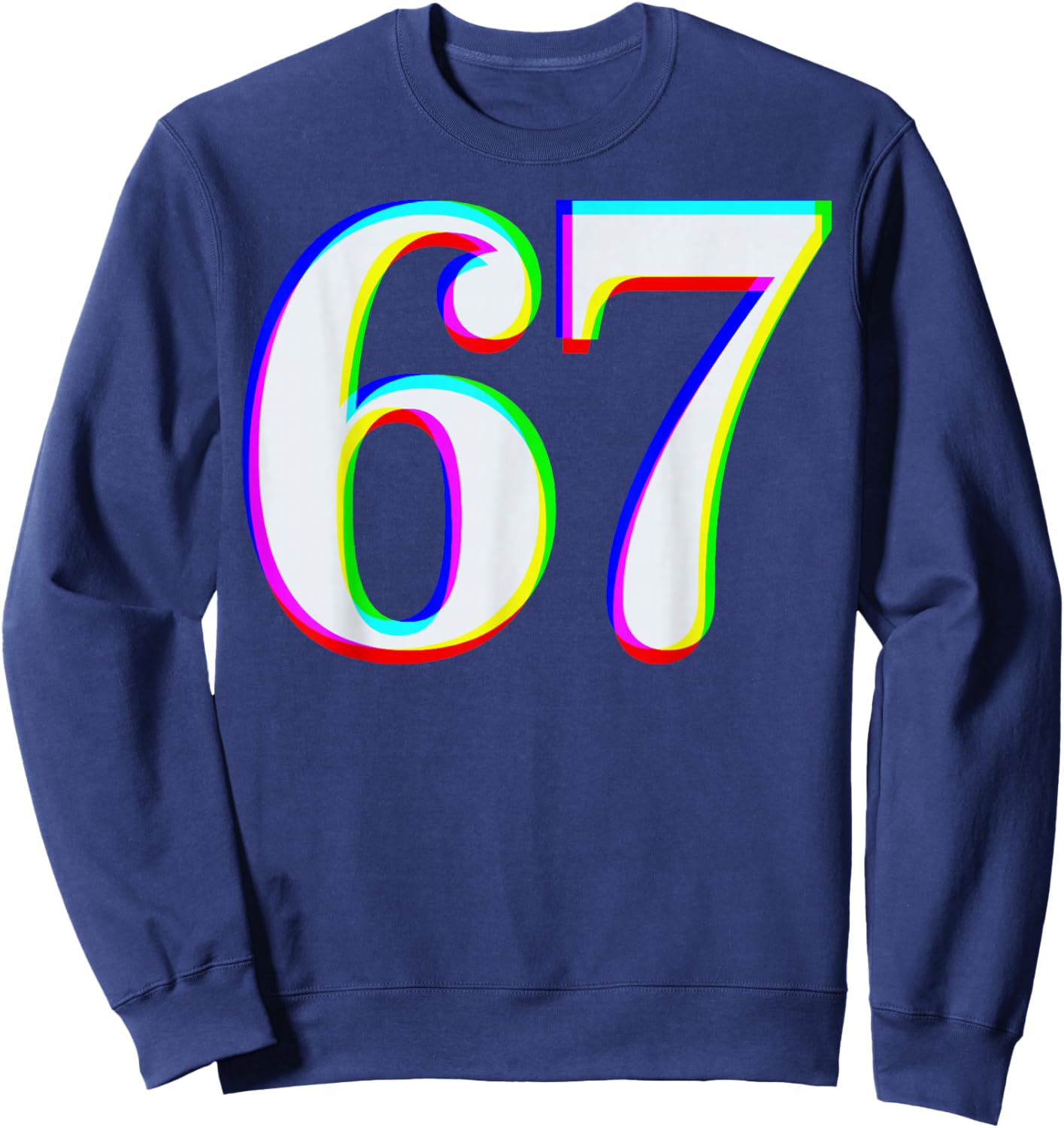 Funny Six Seven 67 Meme Gen Alpha Slang Brainrot Girl Boy Sweatshirt - Sweatshirt | Navy