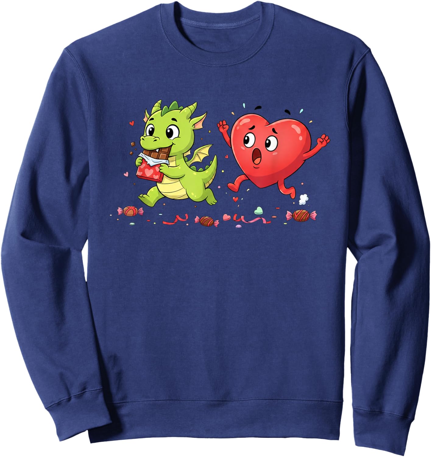 Funny Dragon Heart Chocolate Valentine Kids Sweatshirt - Sweatshirt | Navy