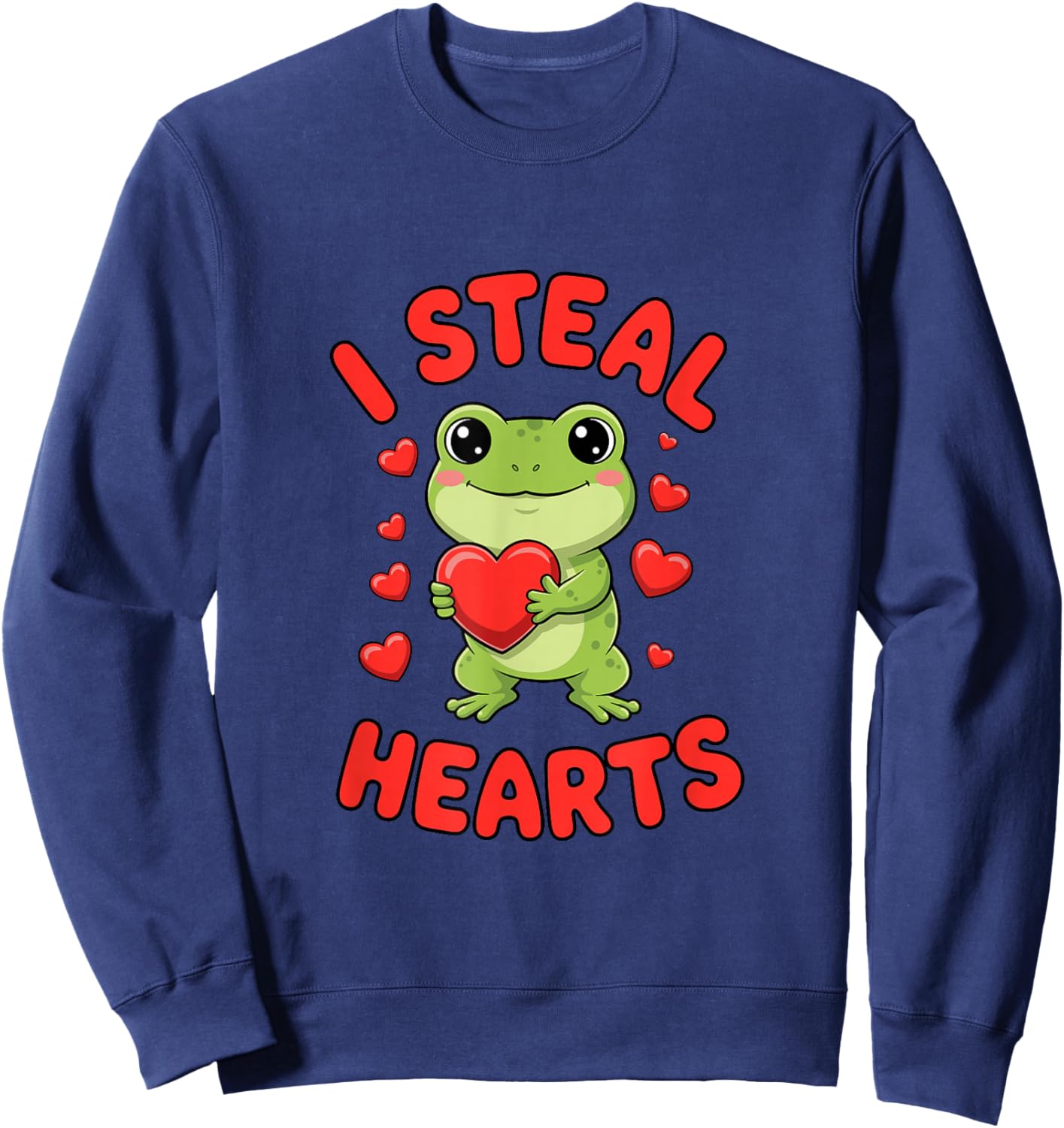 I Steal Hearts Frog Valentine's Day Love Sweatshirt - Sweatshirt | Navy